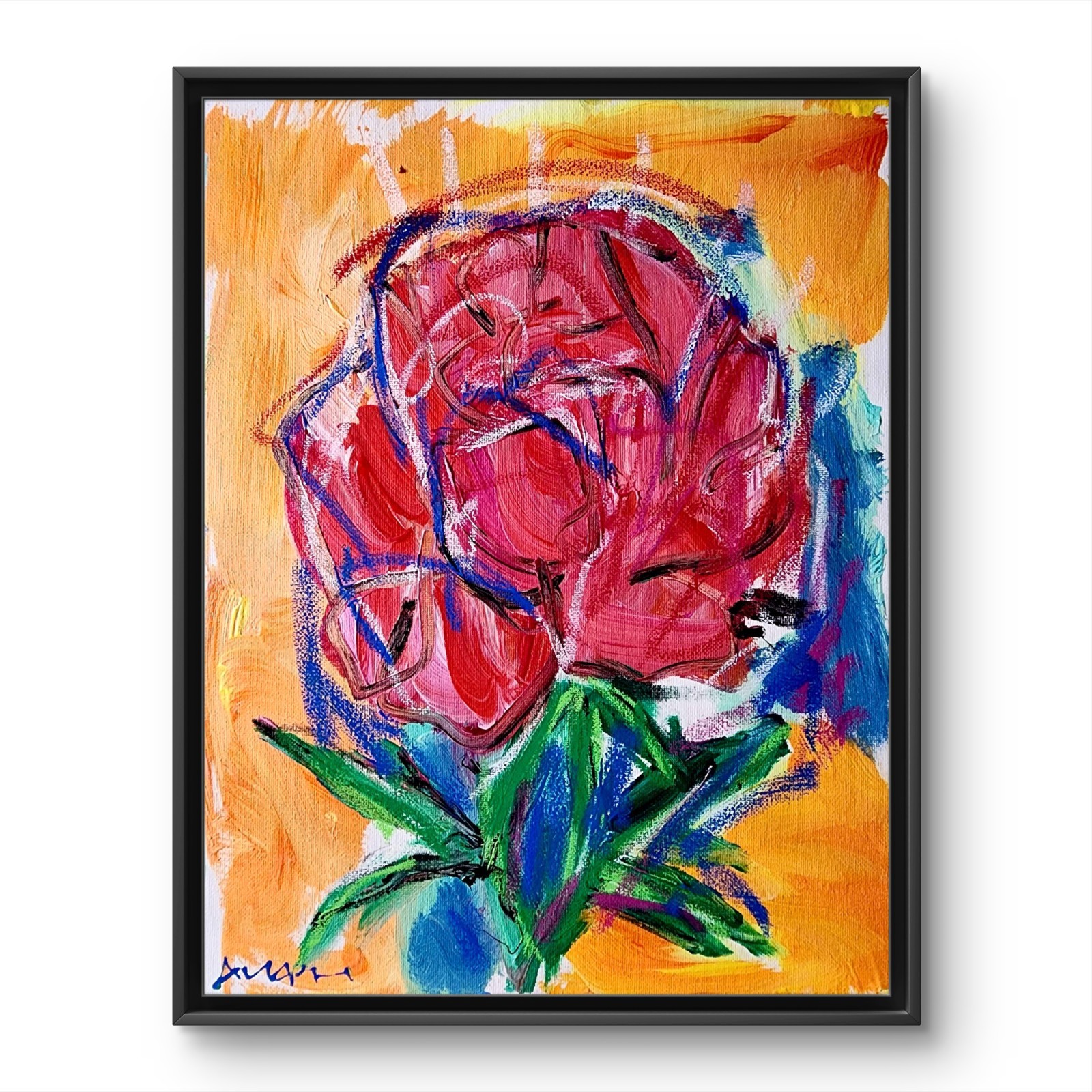 Aleph Original Flower 14×11 Abstract Expressionist Wall Art Painting Canvas