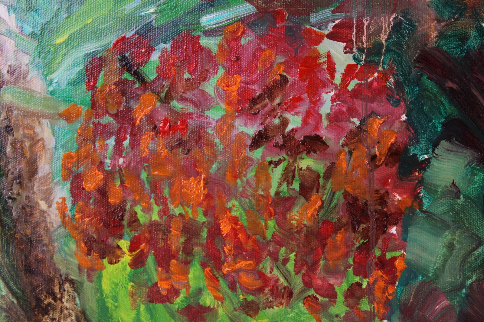 Eric de Vienne Abstract Landscape Trees Oil Painting On Canvas Signed 03