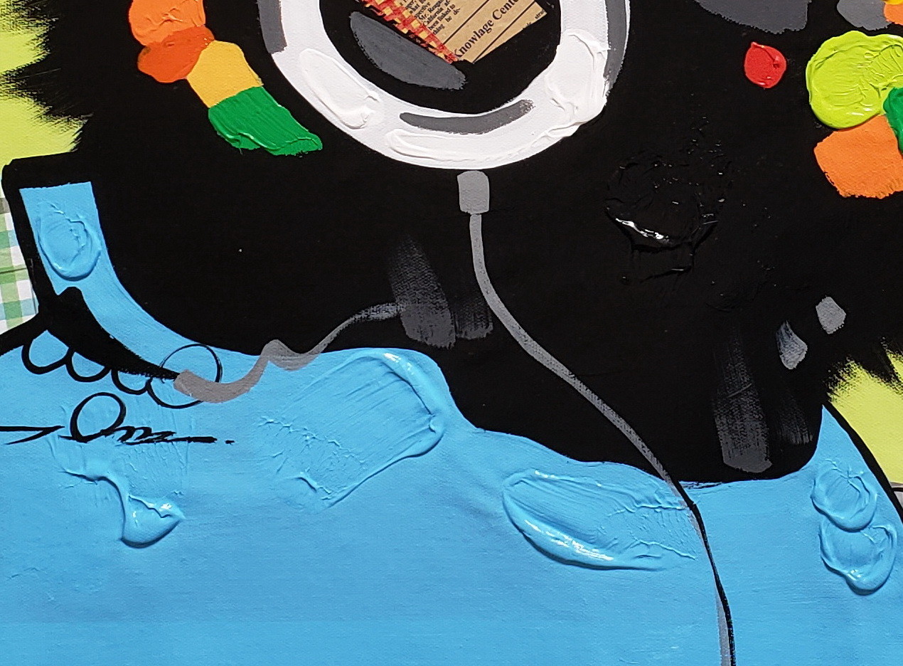Monkey and Music, 24×36 Hand painted on Giclee Canvas