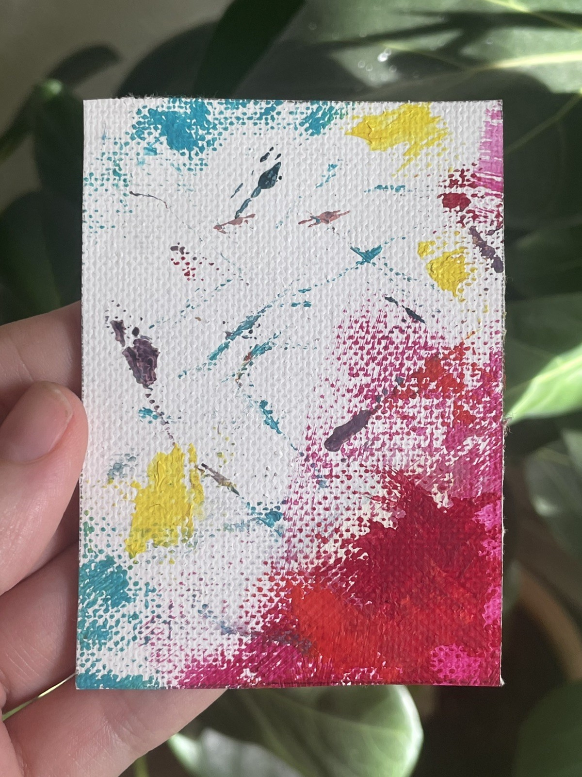 1980s inspired Abstract palette knife painting original ACEO colorful OOAK retro