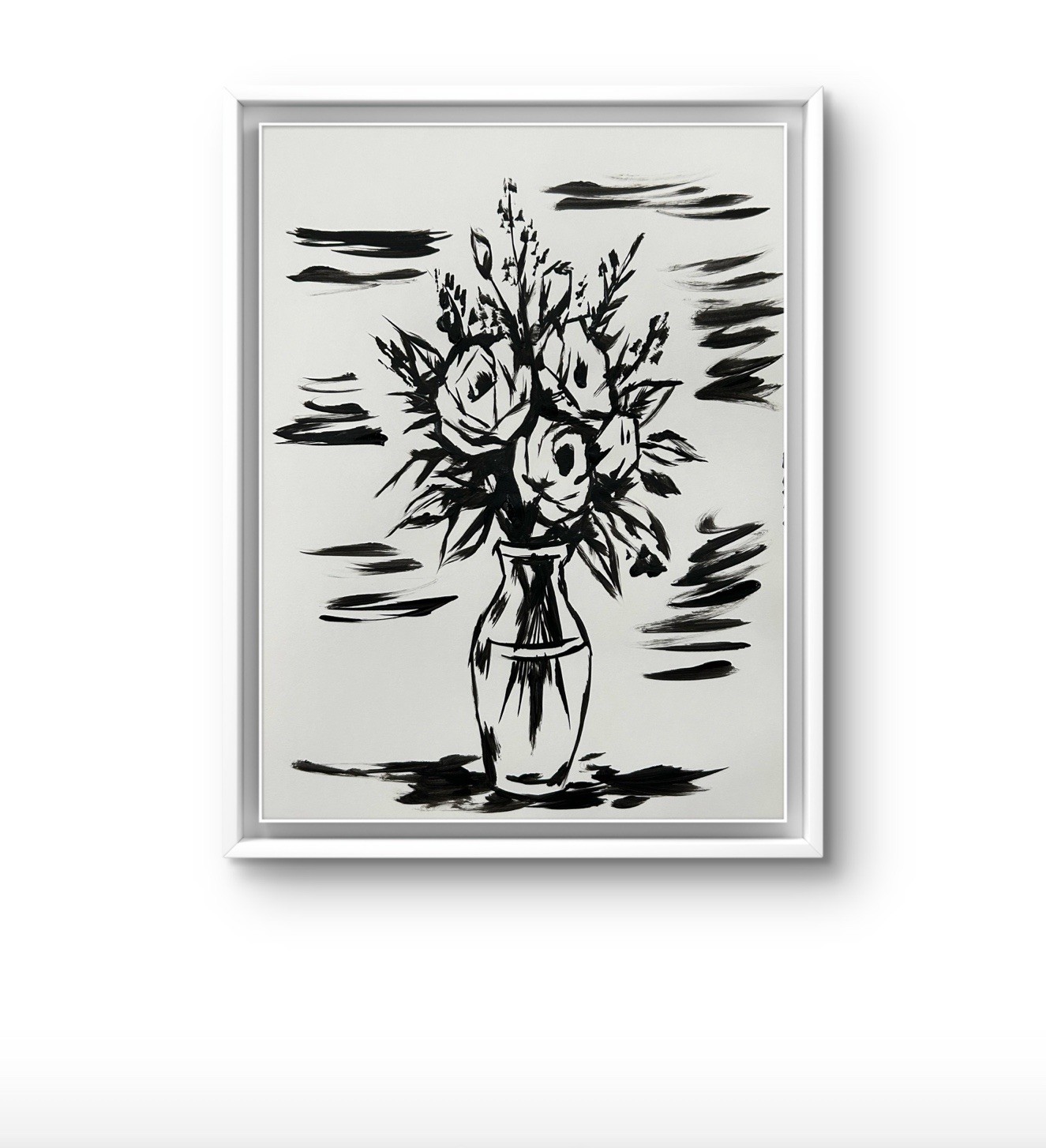 Original Abstract Flower Vase Painting, 14×11 paper Modern Wall Art Home Deco