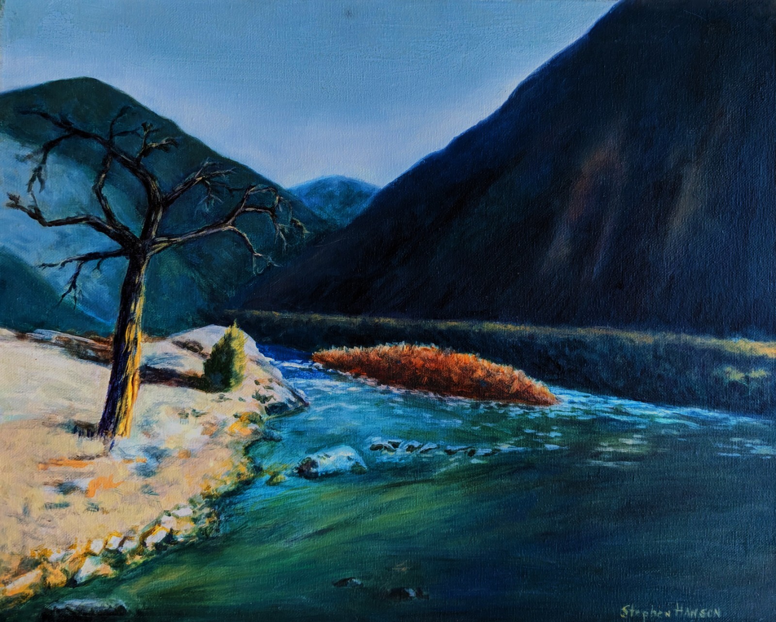 Along the River–original oil painting by Stephen Hanson