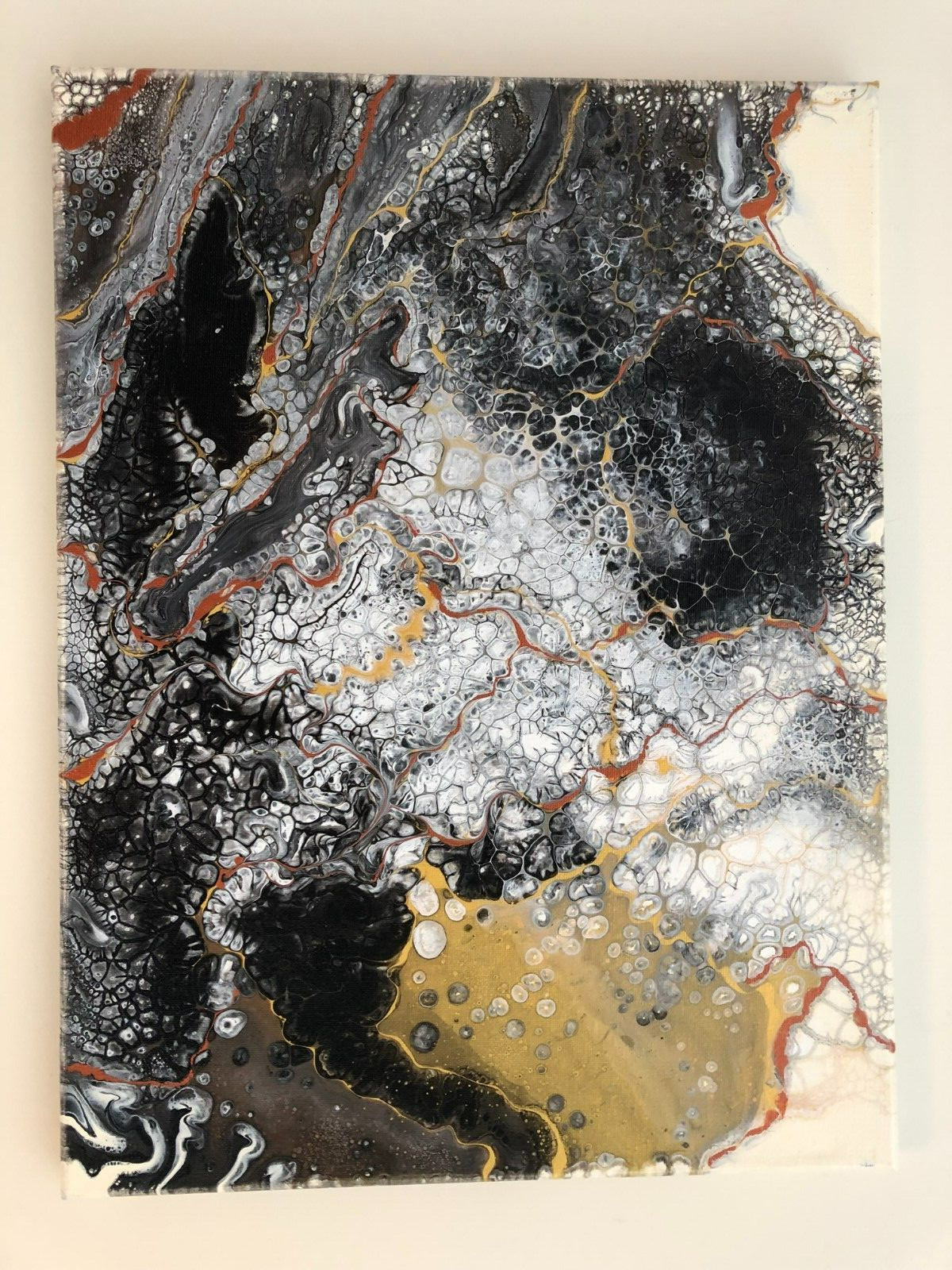 Original Abstract Acrylic Painting Stretched Canvas 12″x16″x0.6″ Wall Art Decor