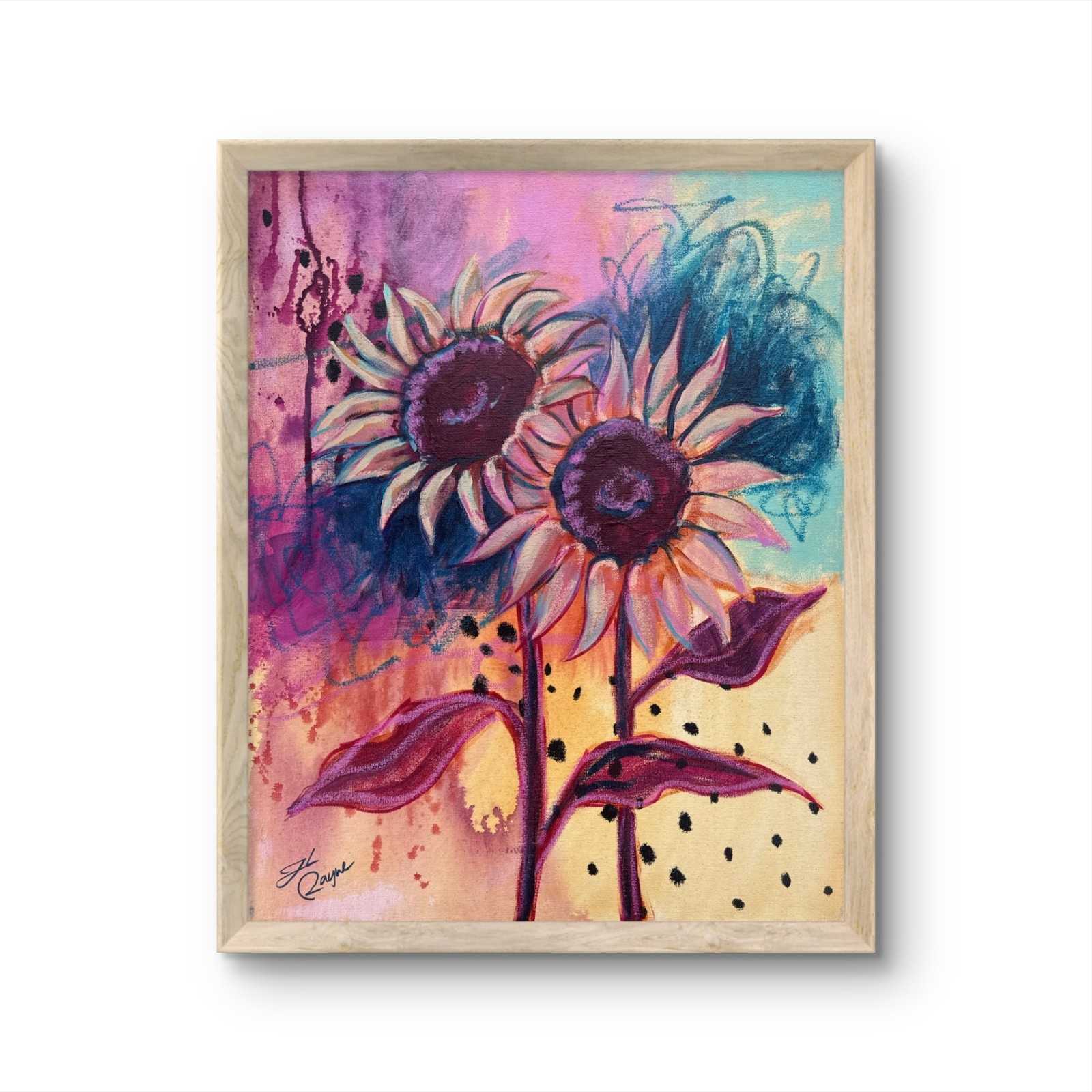 @FearlessPaints Colorful Sunflowers Florals 16×20 Canvas Original Painting