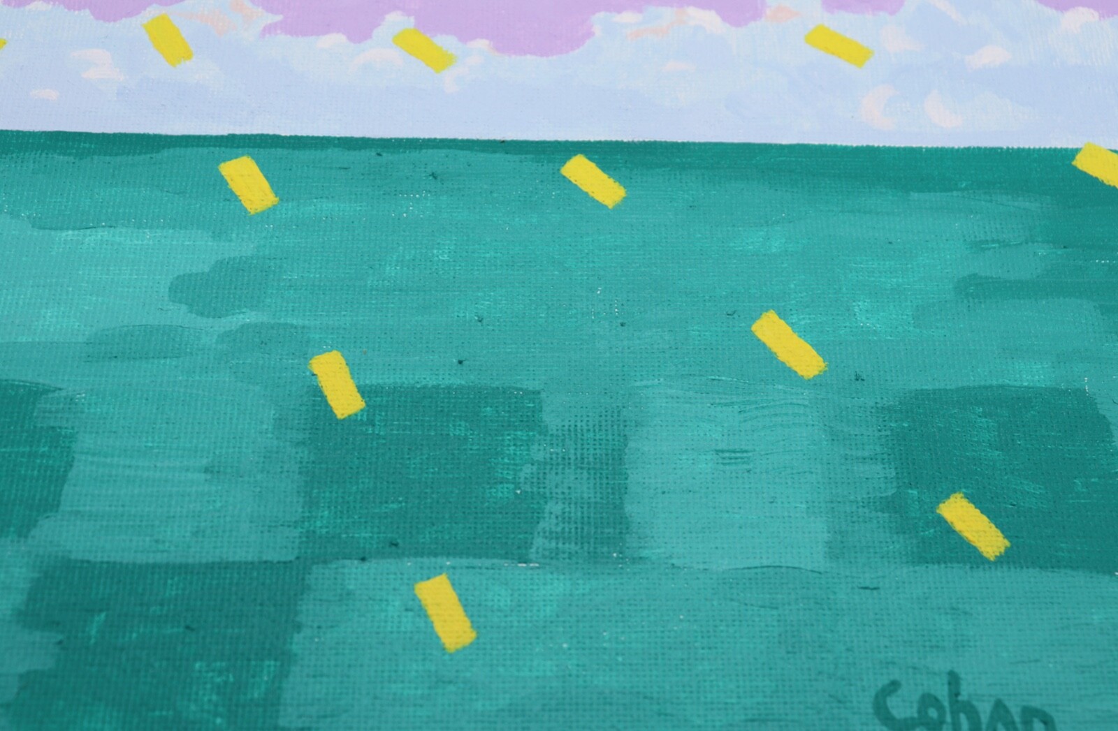 Minimalist Landscape Seascape Acrylic Painting «Sunrise 2″ Signed CohAn 8″ x 10»