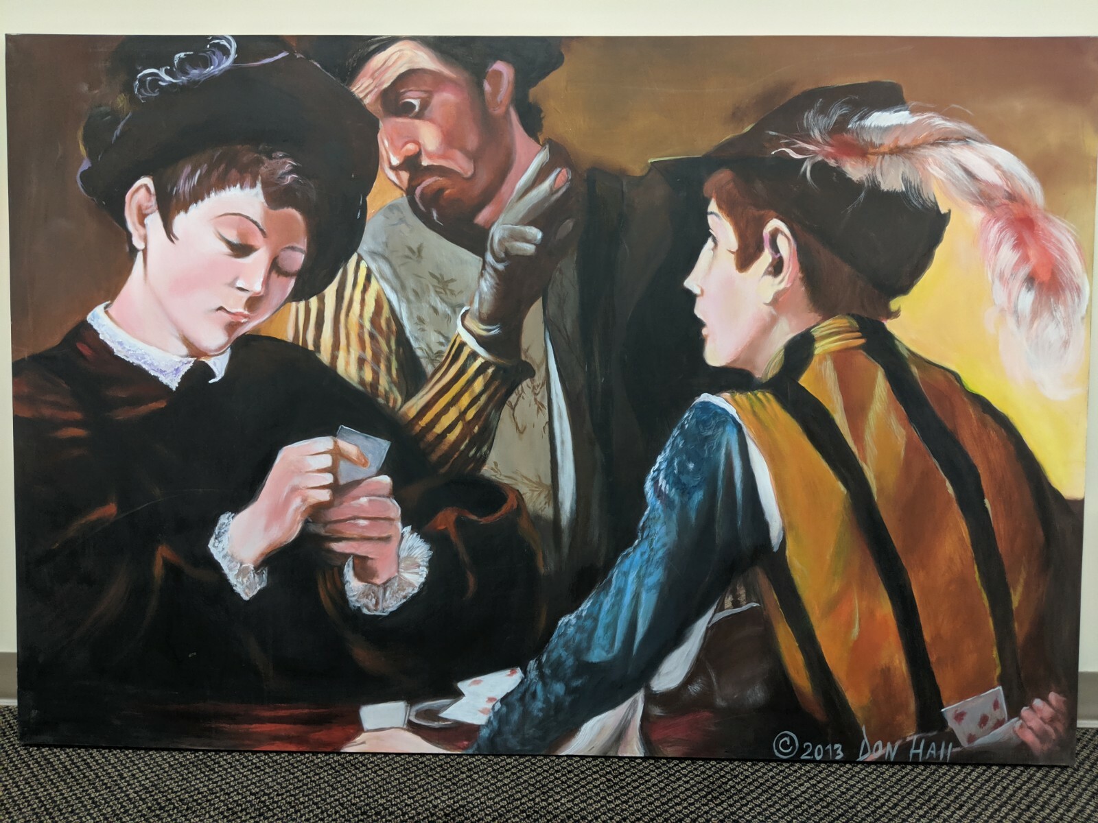 The Cardsharps by Don Hall oil Painting on Canvas Large