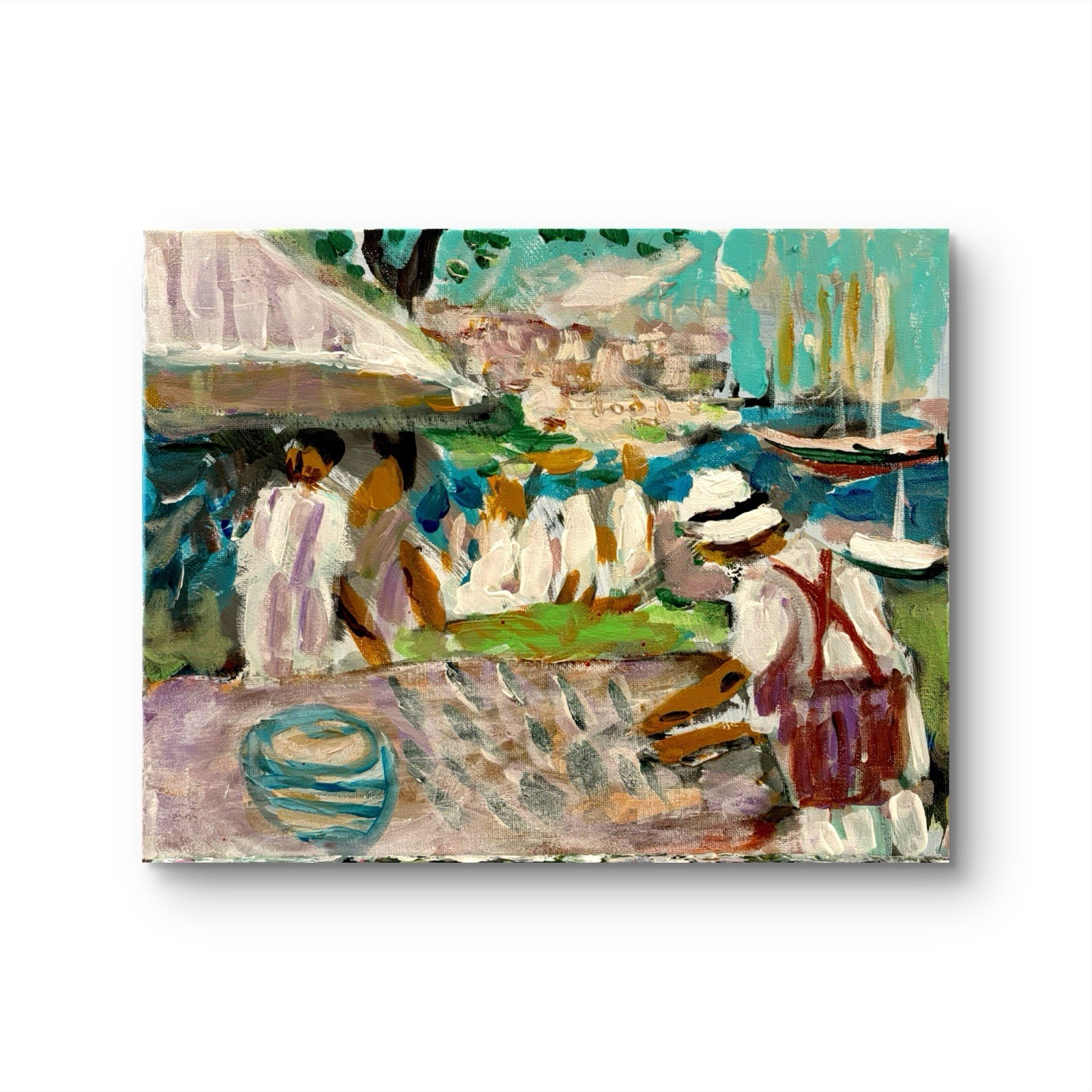 Landscape Impressionism “Market Day”Сanvas wall art signed 11×14 Original
