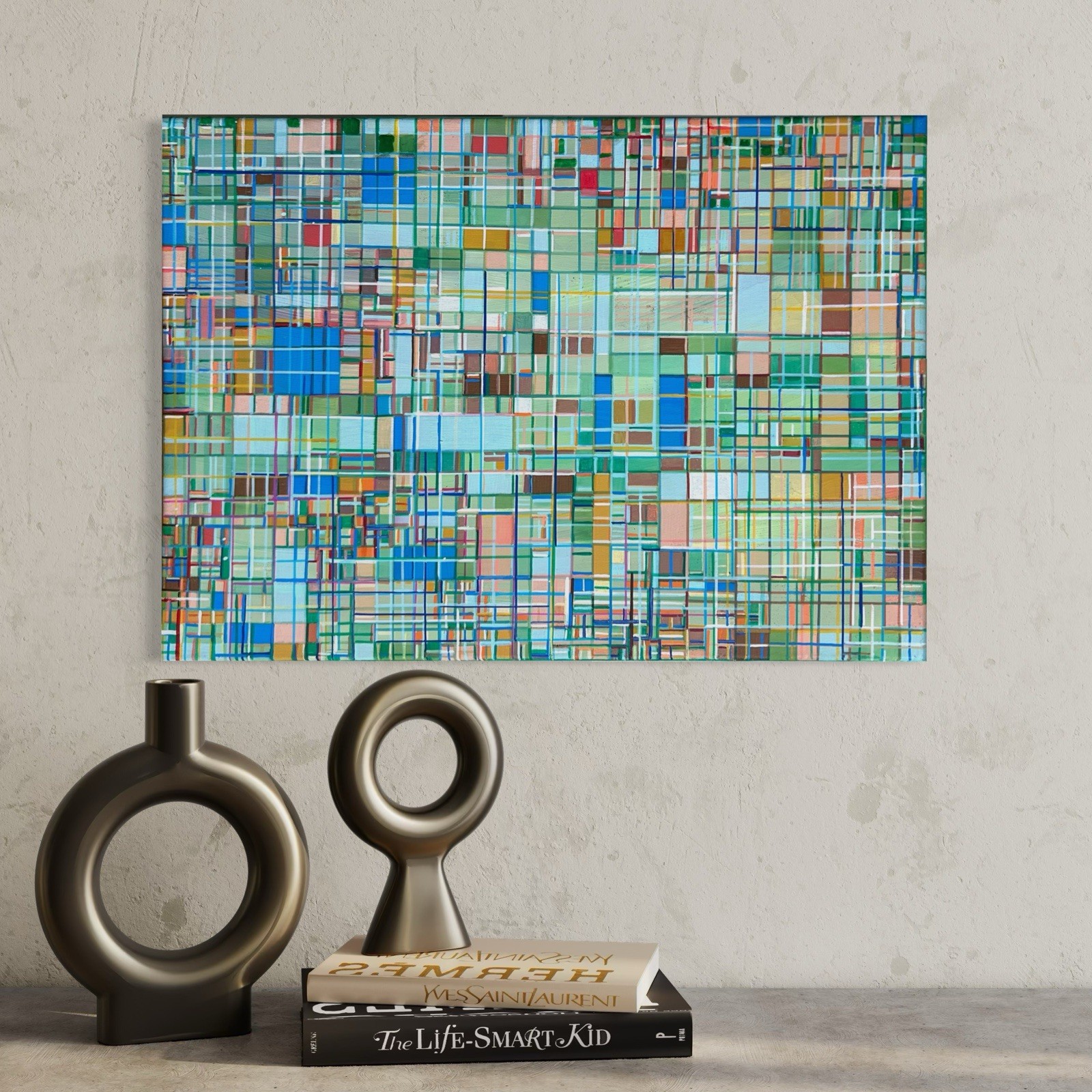 Modern Abstract Painting 50x70cm – Geometry, Line Art, Contemporary