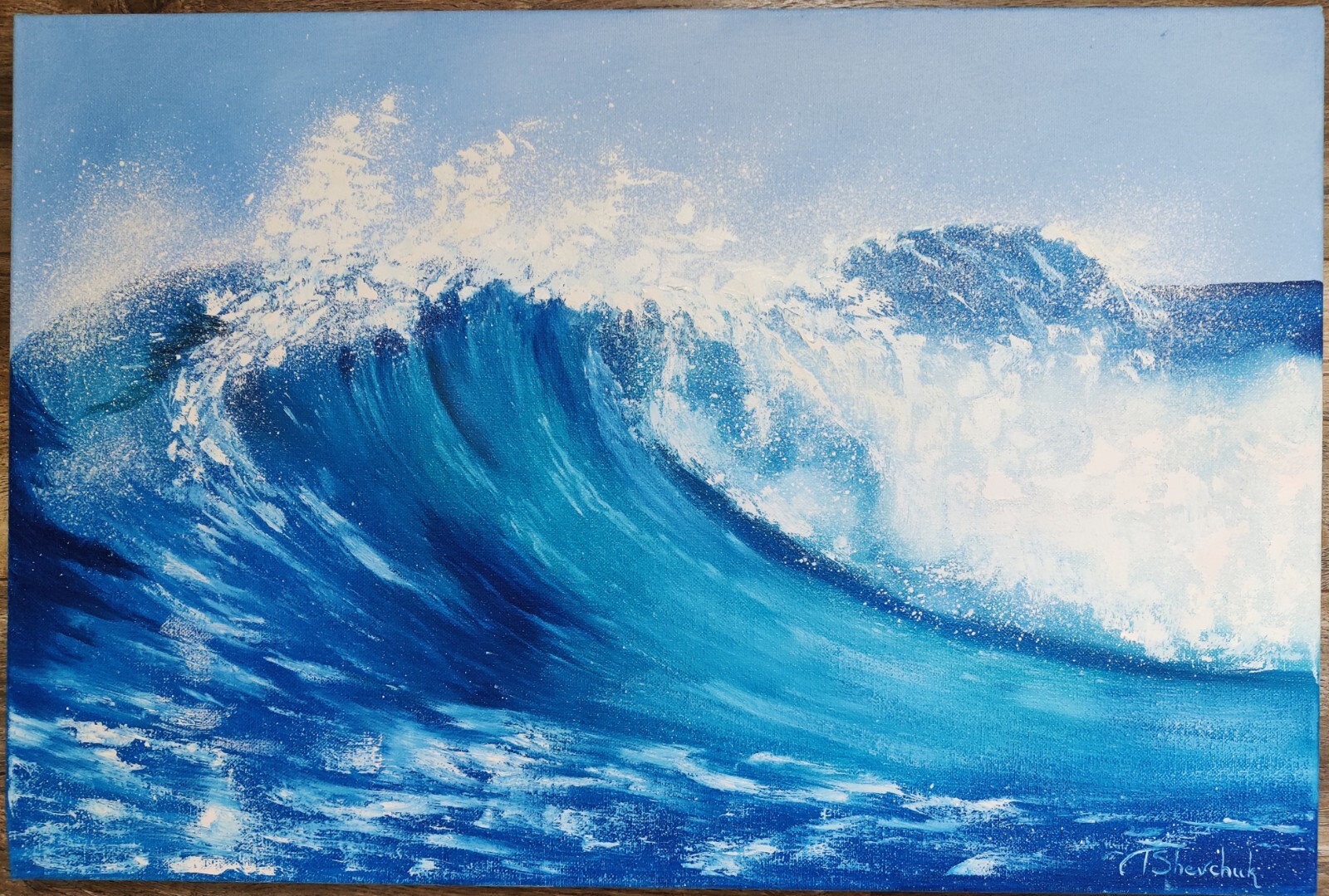 Sea Wave Original Oil Painting Seascape Art on Canvas Modern Hand Painted 23×16