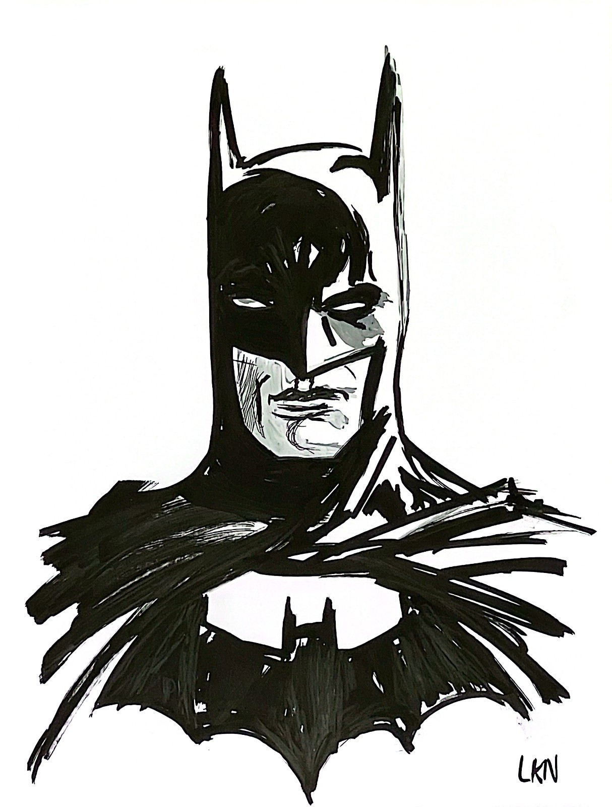 Laeknapes Batman Portrait 12×9 Original Abstract Paper Decor Painting Artwork