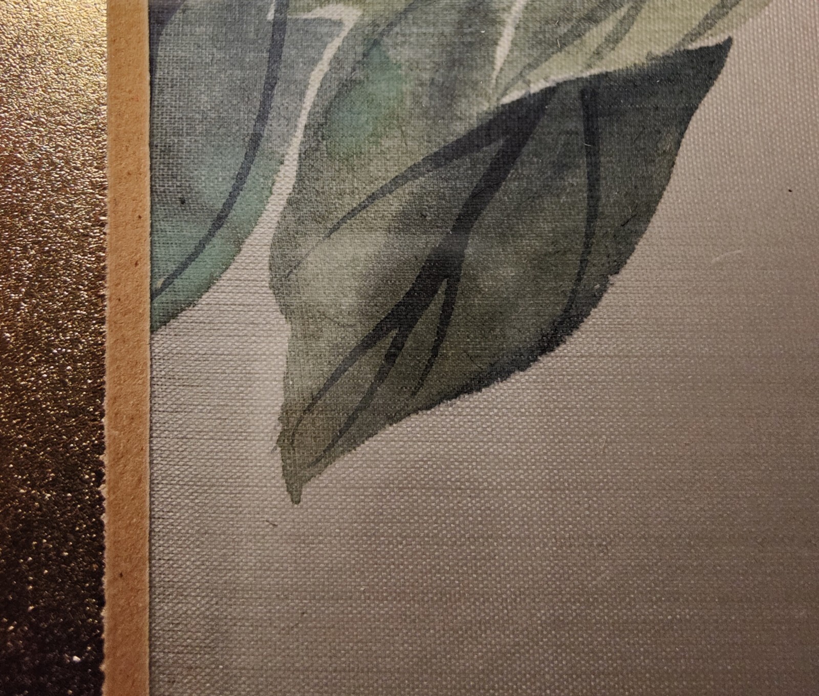 Silk Art Painting Bird Flower Branches Red Pink Gold Green Brown Frame Li Hong