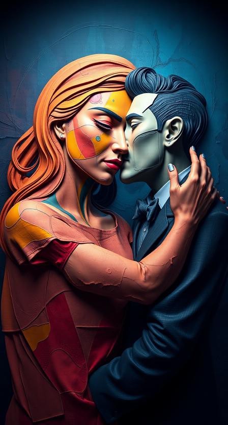 8×10 Art Photo Print Design Man Kiss Woman