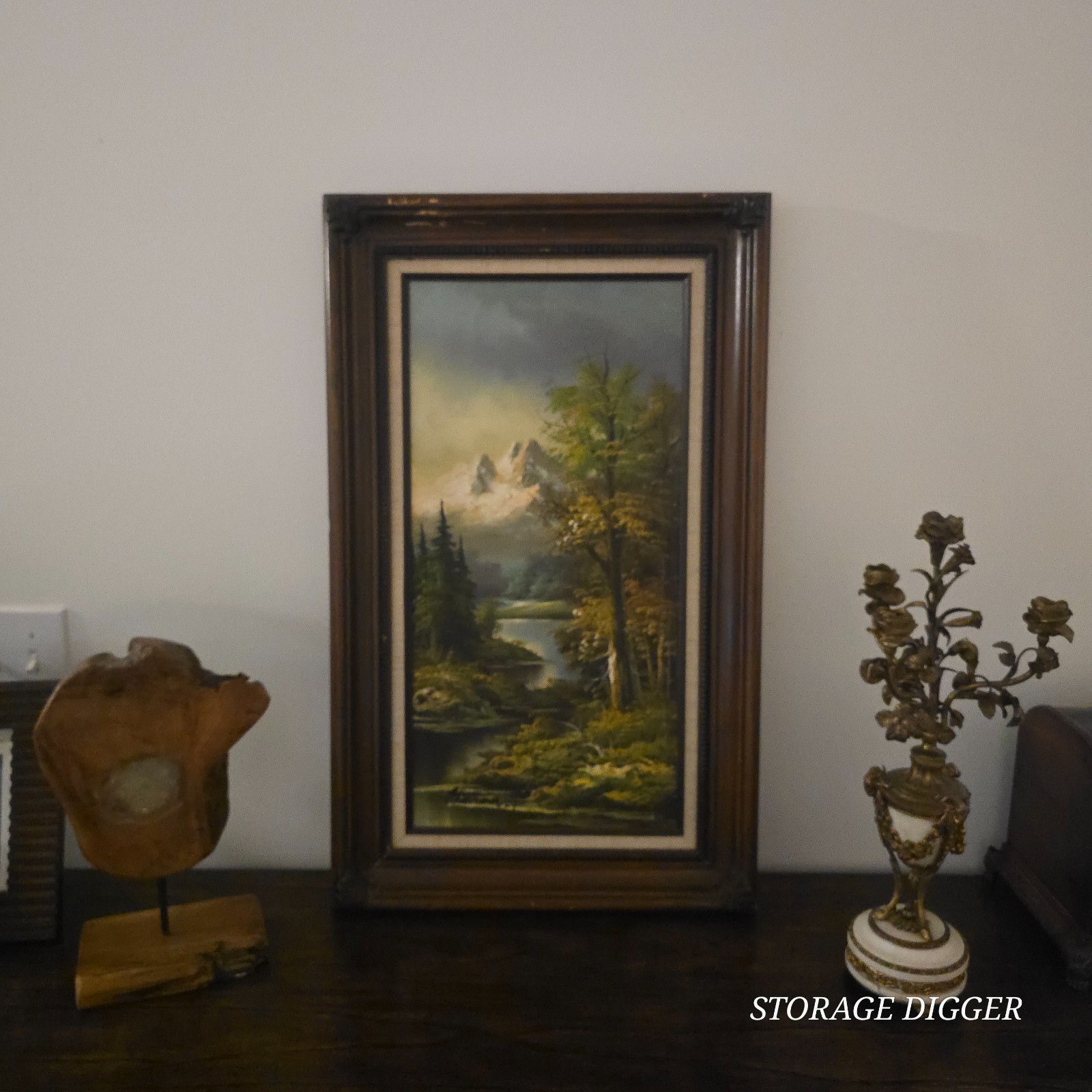 Vintage Forest Landscape Canvas Oil Painting L. Harding Signed Framed 30.5×18.5″