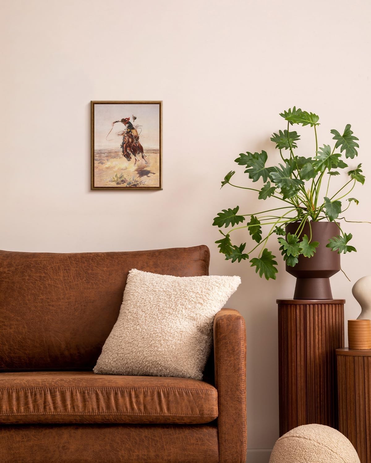Framed Canvas Wall Art Western Cowboy Decor Rustic Vintage Cowboy Oil Paintings