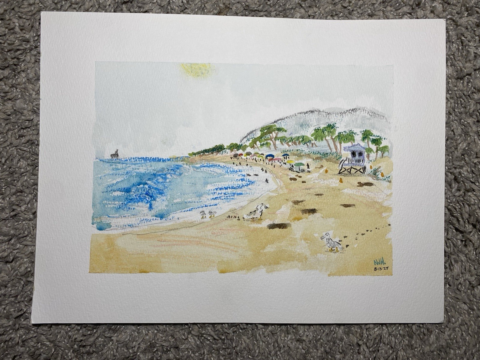 Carp Beach By Nicholas Hagen Original Watercolor Plein Air 9×12