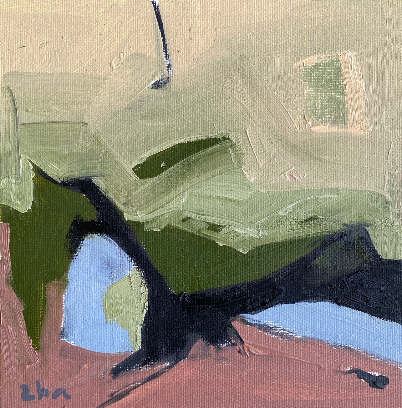 TWOBADARTISTS Abstract Landscape Original Oil Painting from Series Cacophony 8×8