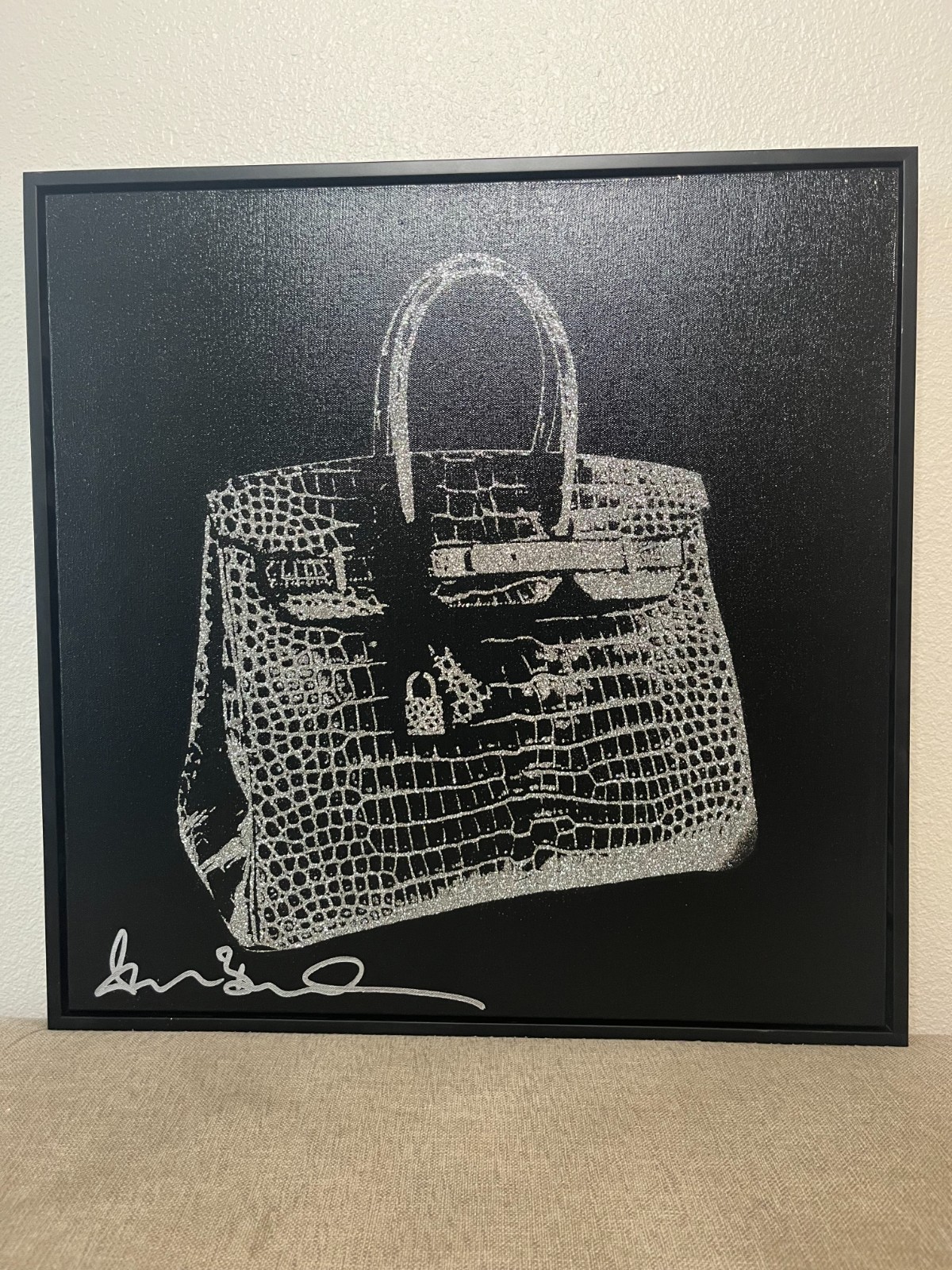 [LIQUIDATION] Shane Bowden Original Black White Handbag Art Painting 20″ Framed