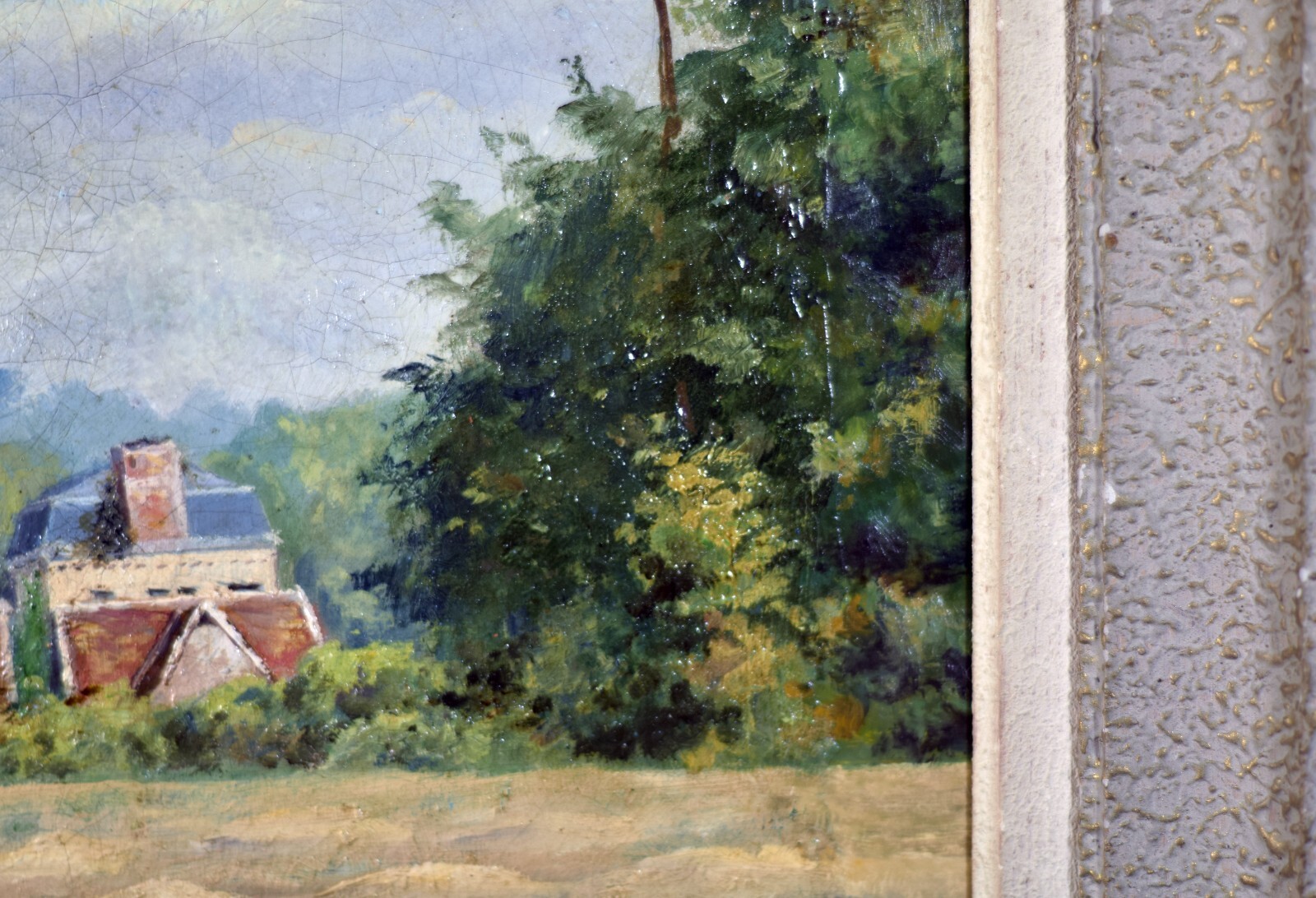 STANISLAS LEPINE ( 1835-1892) SIGNED FRENCH OIL ON CANVAS – LANDSCAPE HAYMAKER