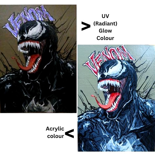 ACEO Original Venom UV Radiant & Acrylic Glow Art Marvel Hero Hand Painting NEW