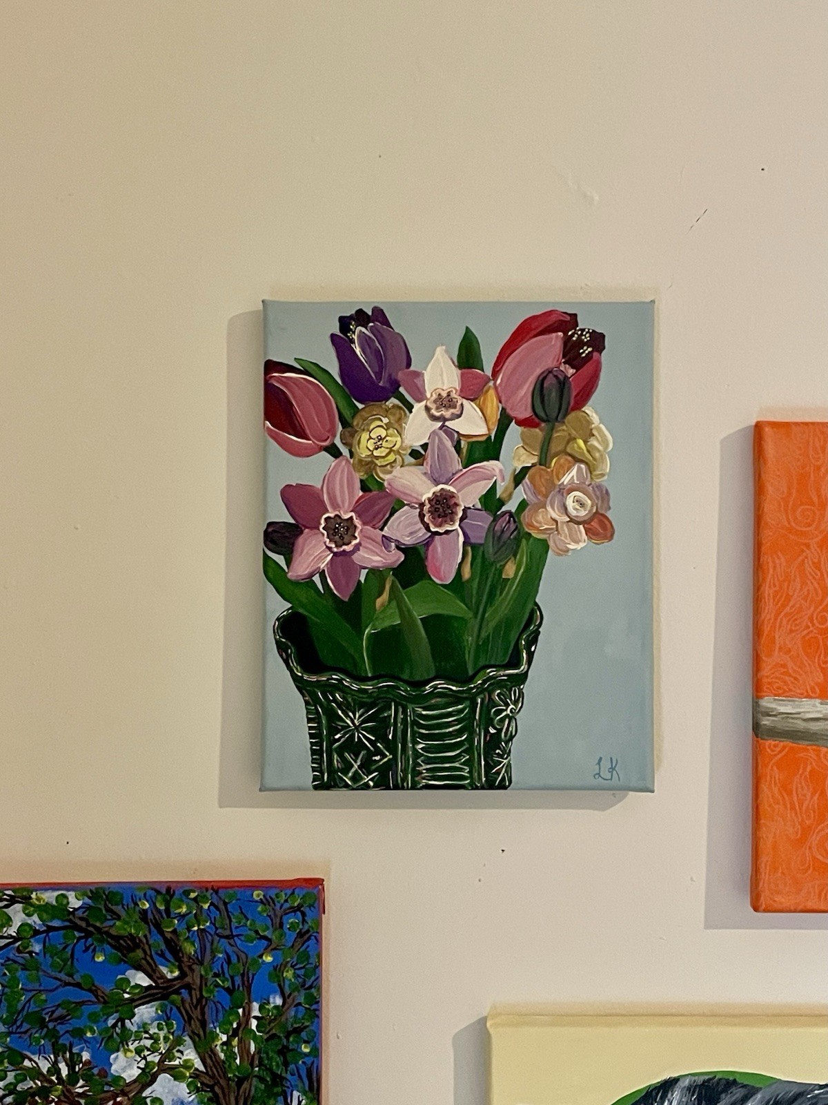 Original Painting 8”x10” Flowers In Vase, Tulip, Daffodils
