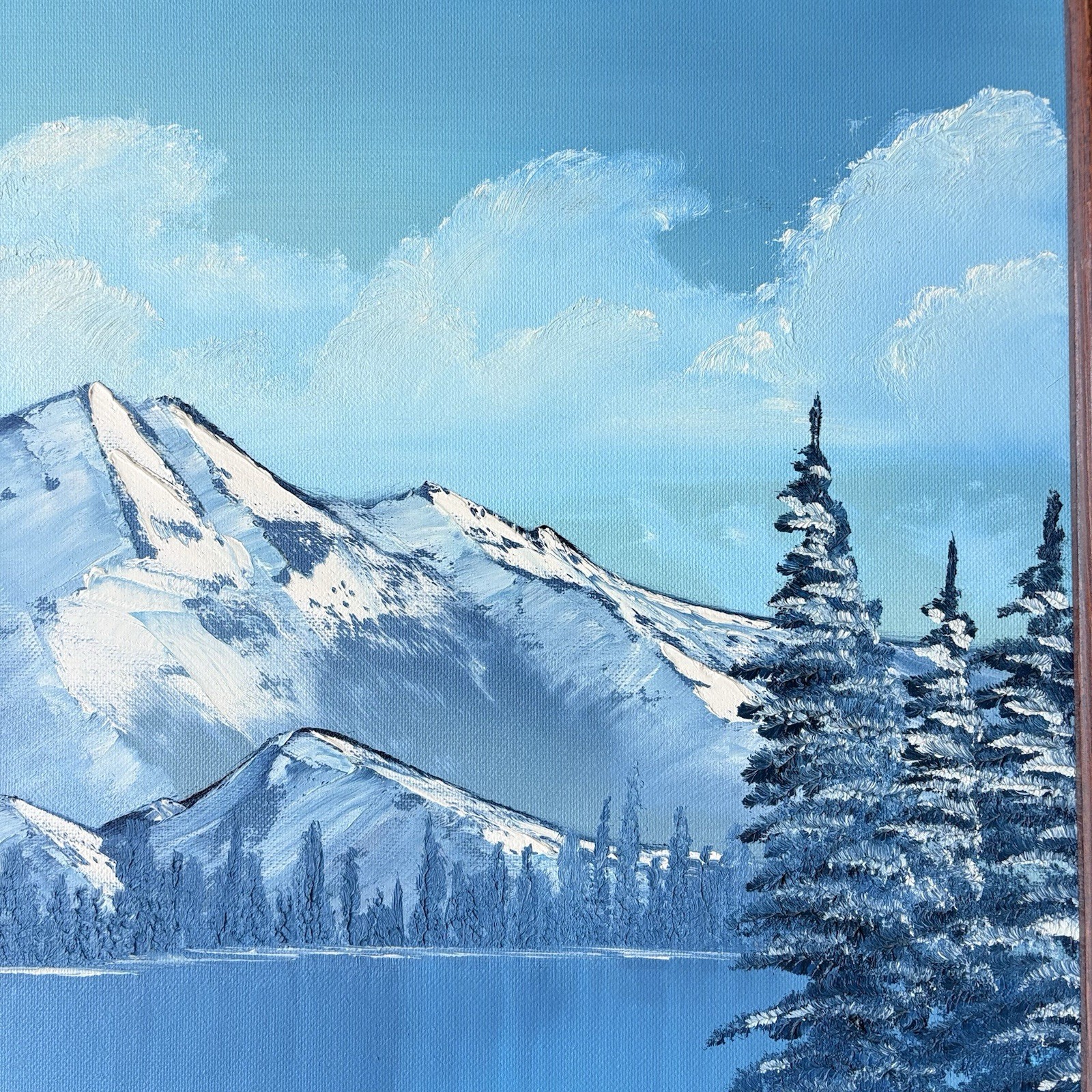 Original Oil Painting on Canvas Snow Mountain Grand Lake 1991 Signed Framed 29”