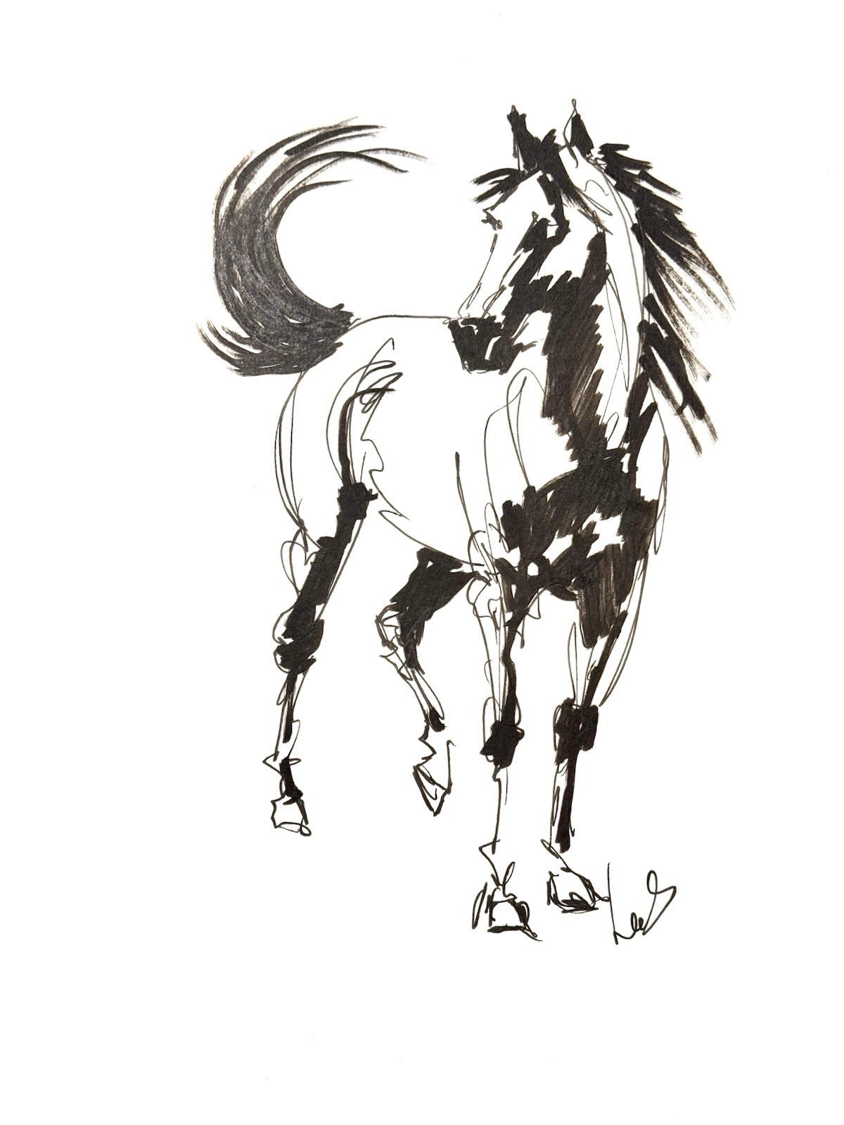 Original Abstract Expressionism 9×12 Horse Paper Handmade Signed Fine Art 20