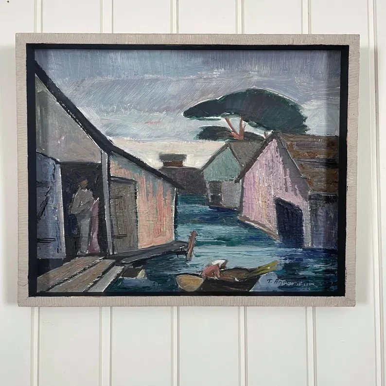 Tor Andersson Vintage Swedish Mid Century Oil Painting Original Framed Art