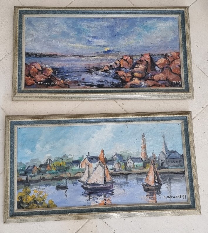 Painting Oil Marine Boat Landscape