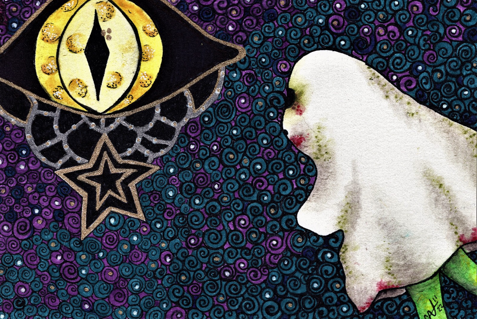 Little Dead Girl – Fly Me to the Moon Art by C. Autumn Trapp 5″ x 7″ Halloween
