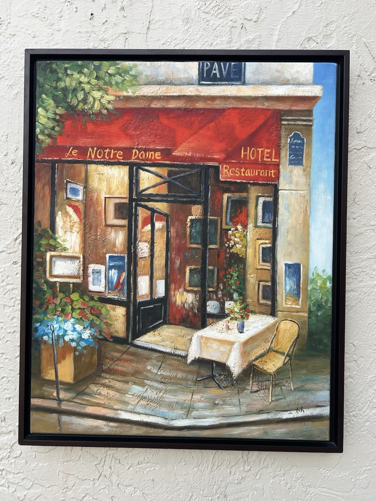 Frame Oil Painting Decorating Scene Hotel Restaurant In Paris Sign By Artist