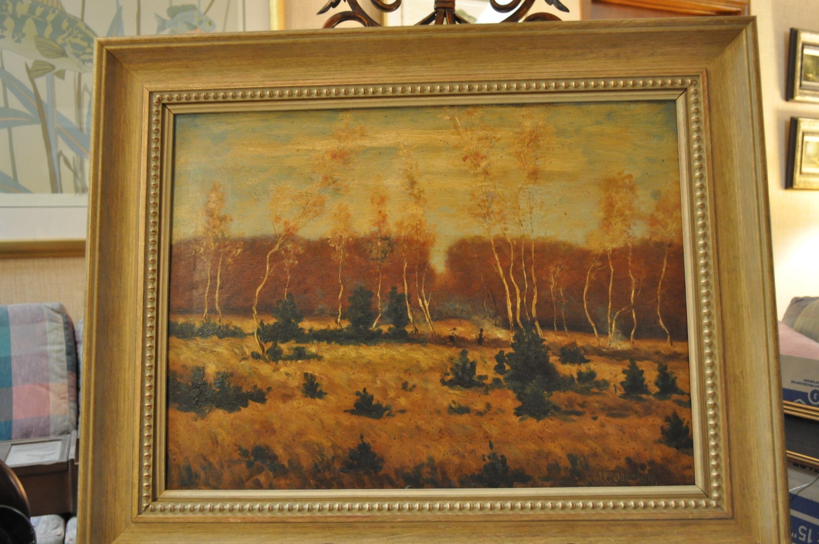 Antique French Impressionist Landscape Oil Painting on panel – Signed Framed
