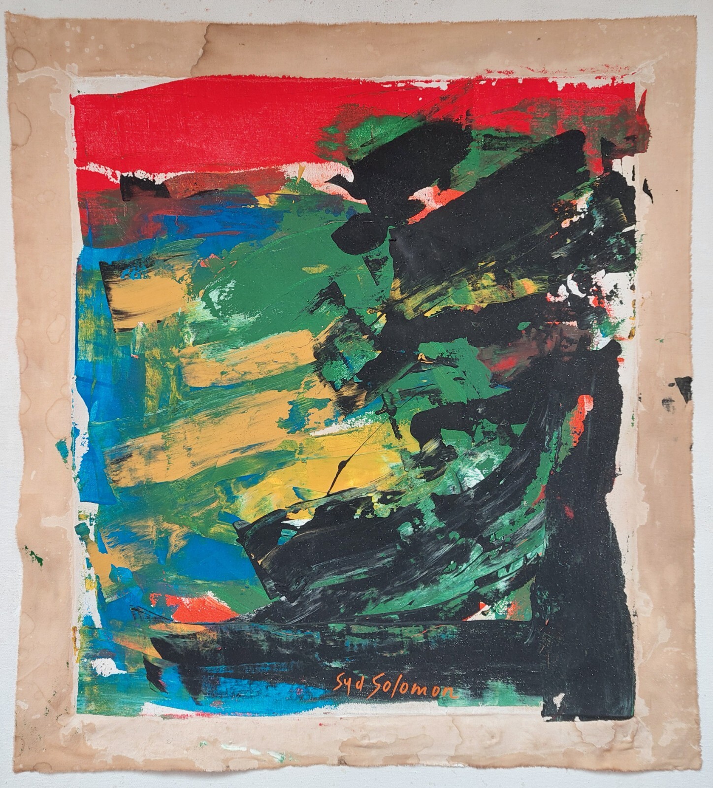 Syd Solomon Signed Abstract Expressionist Oil Painting on Canvas – American Art