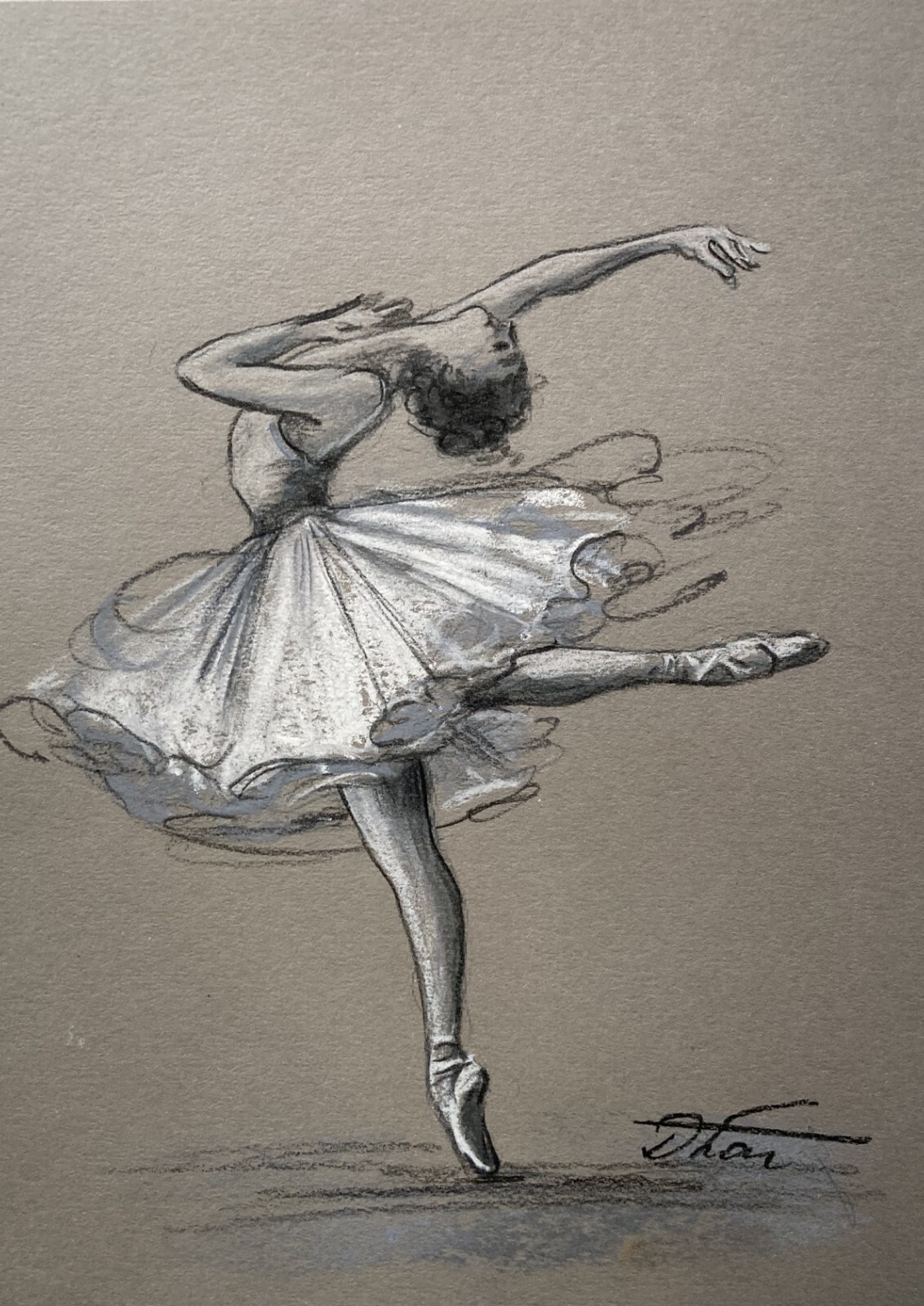Landscape Pastel Painting Drawing Dorothy Laz girl ballerina ballet dancing