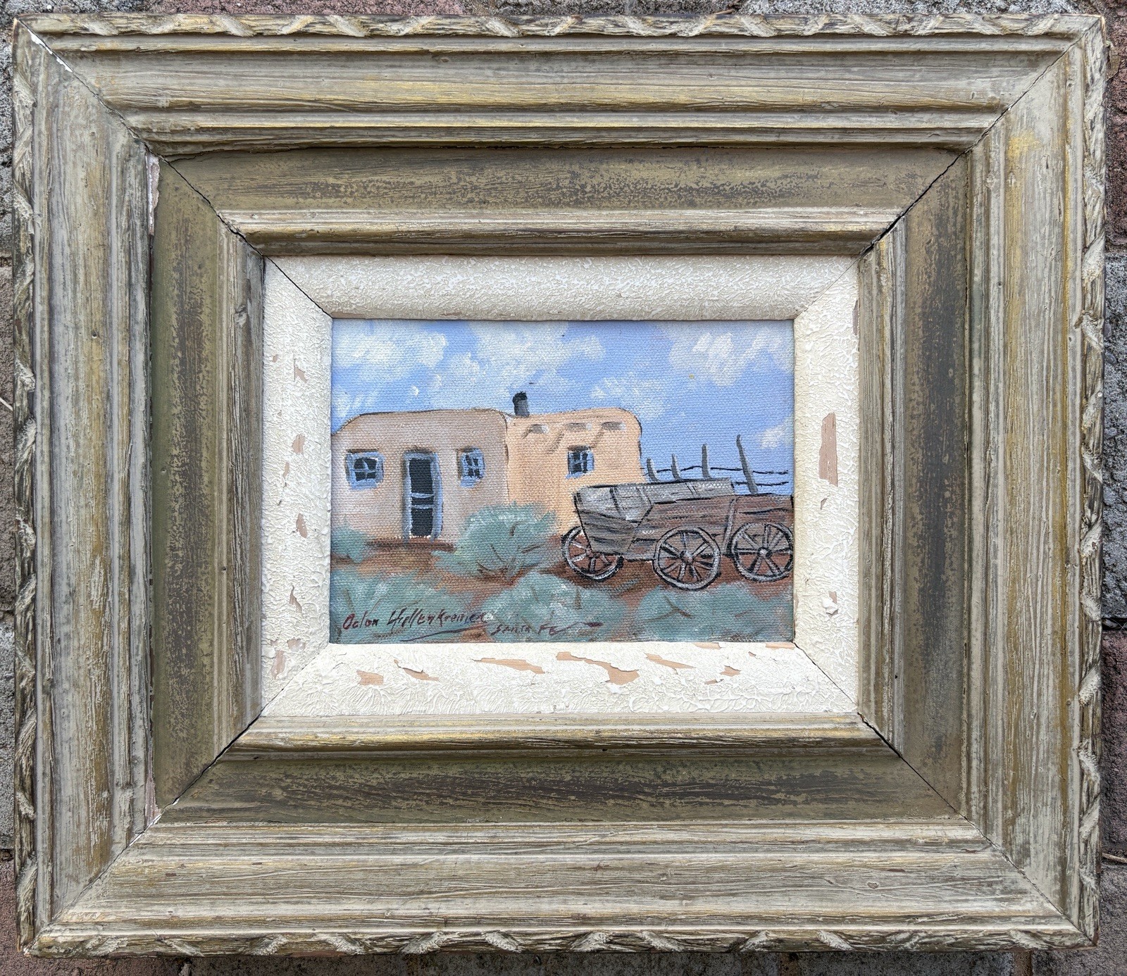 Antique signed🎨 ODON HULLENKREMER Oil Painting 🎨SANTA FE 🎨 New Mexico WOW !!