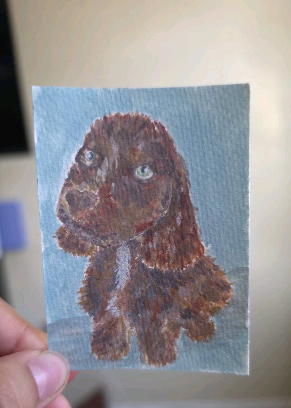 aceo original Dog Portrait Pet Animal Cocker Spaniel Impressionism OOAK SRA