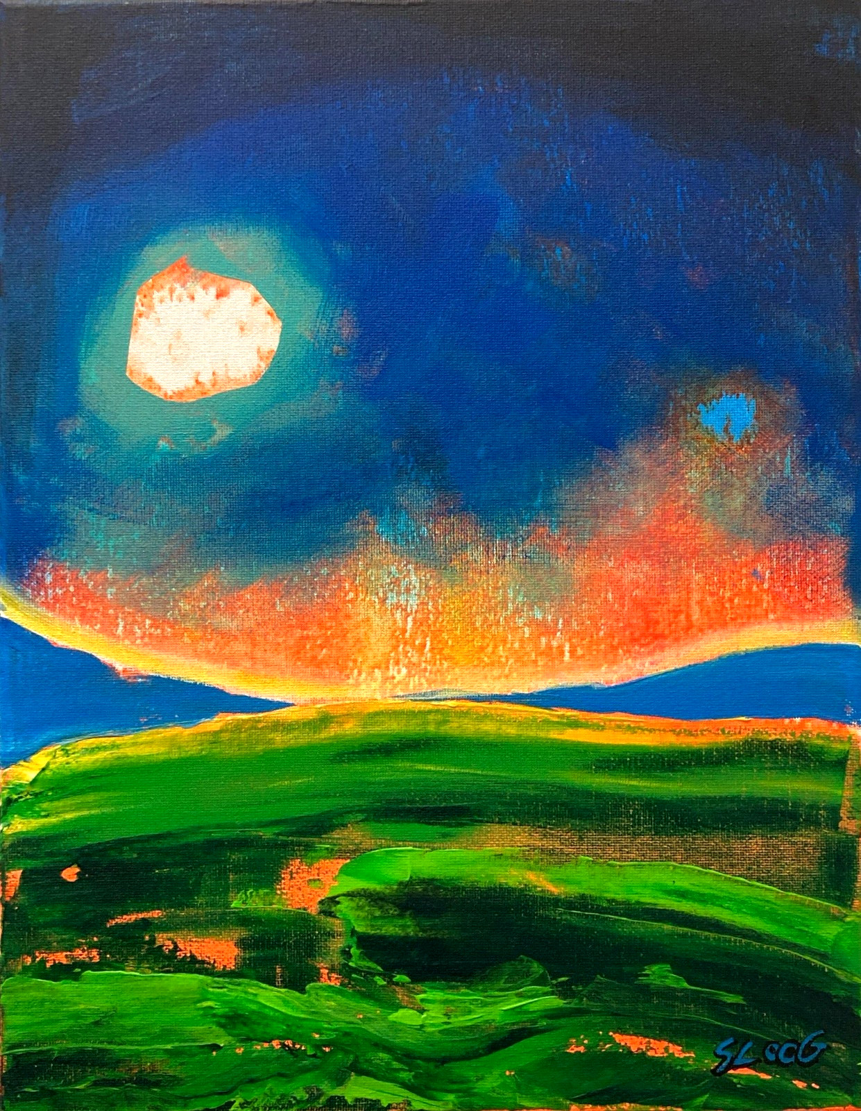 SLOOG Original Art Unique Expressionism Modern Abstract Landscape Art 11×14