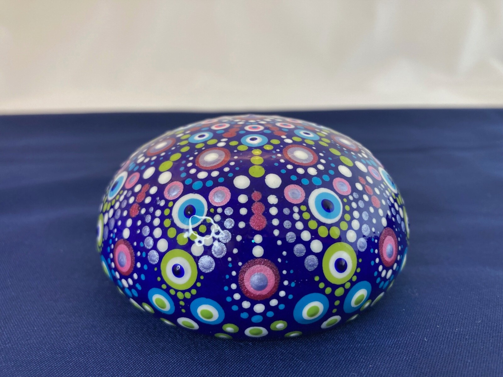 Mandala Dot Painted Rock Stone Dome – Blue, Pink, Purple, Green, White