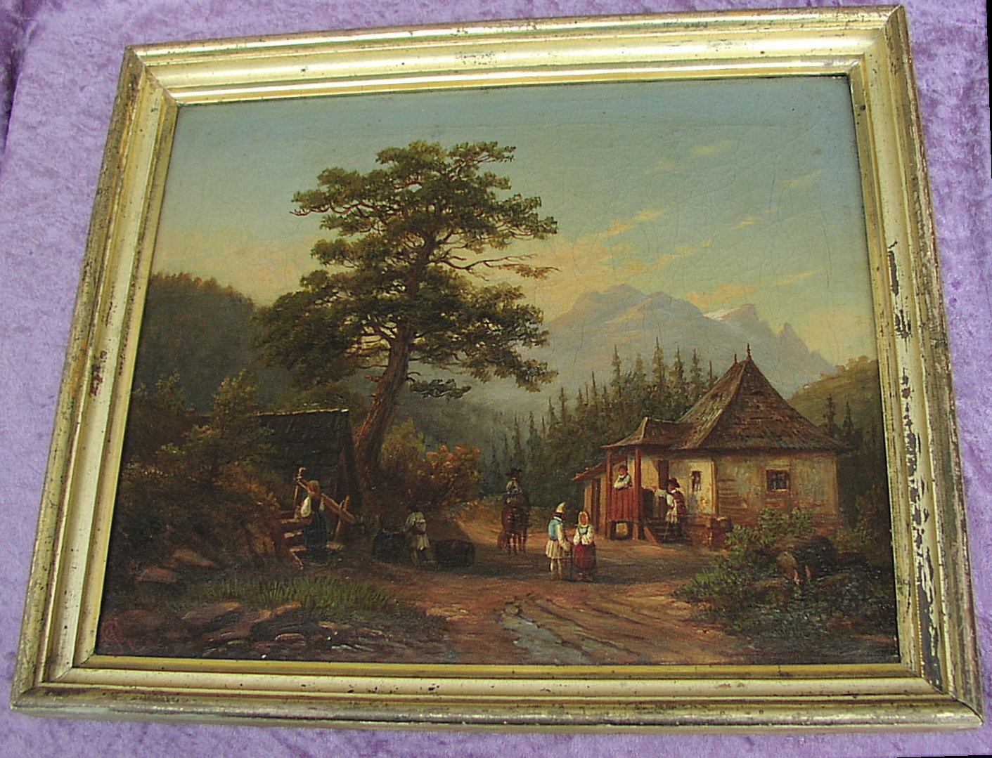 Antikes Ölgemälde Biedermeierzeit um 1840 Karpaty Karpatok Karpati Romania Polen