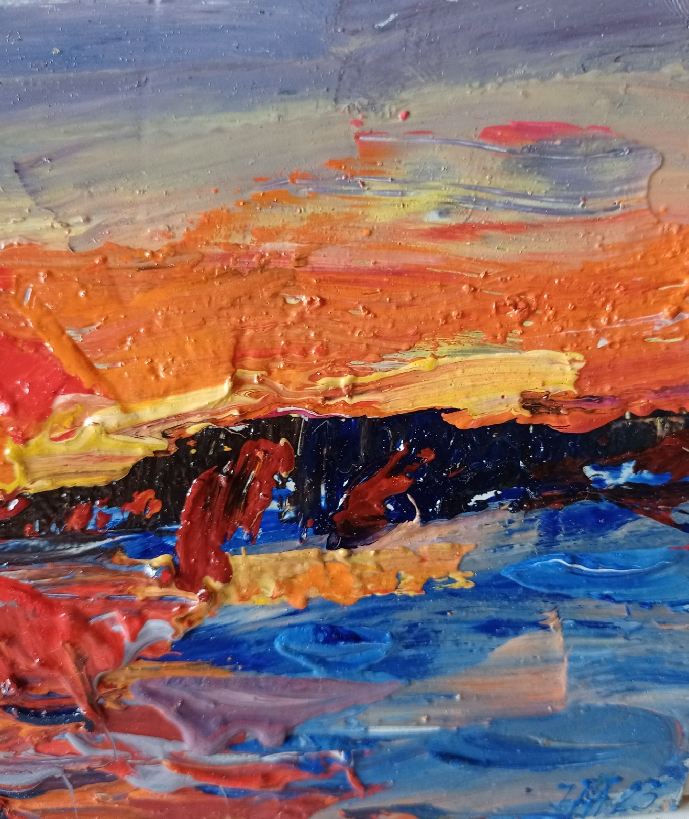 Evening Impasto Painting Original Art Impression Oil Painting 6 x 9 in
