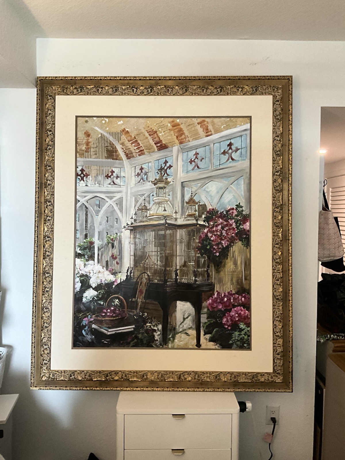 Large Framed Giclee Print On Canvas Signed Oil Painting Art