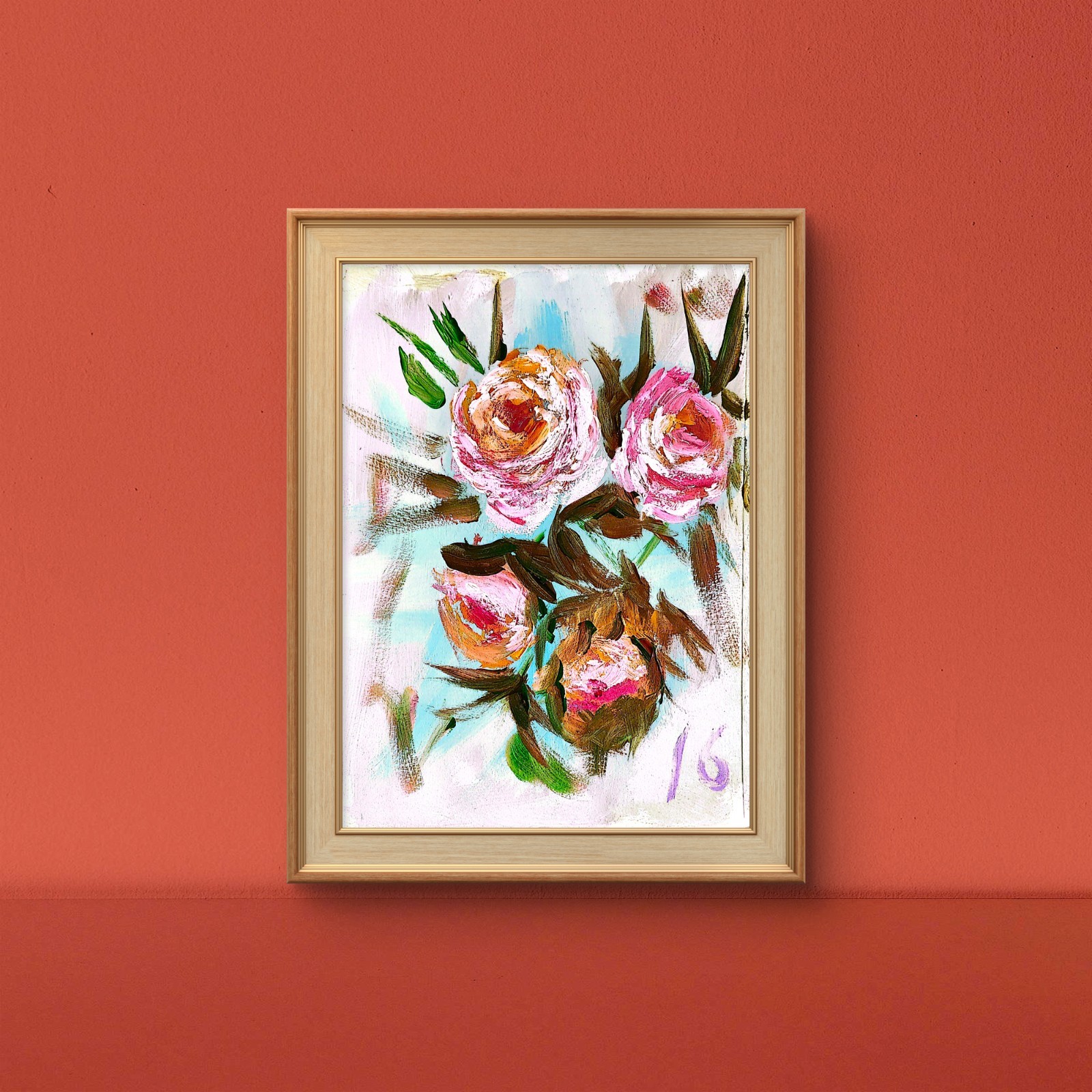 Rose Bloom Study Contemporary Expressionist Original Painting