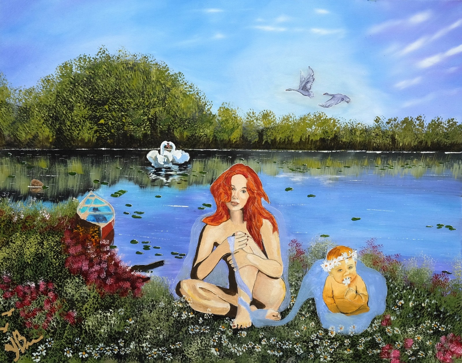 Art, Painting, » My flower» – Giclee on Canvas 22″x 28″ by Yelena Berzon