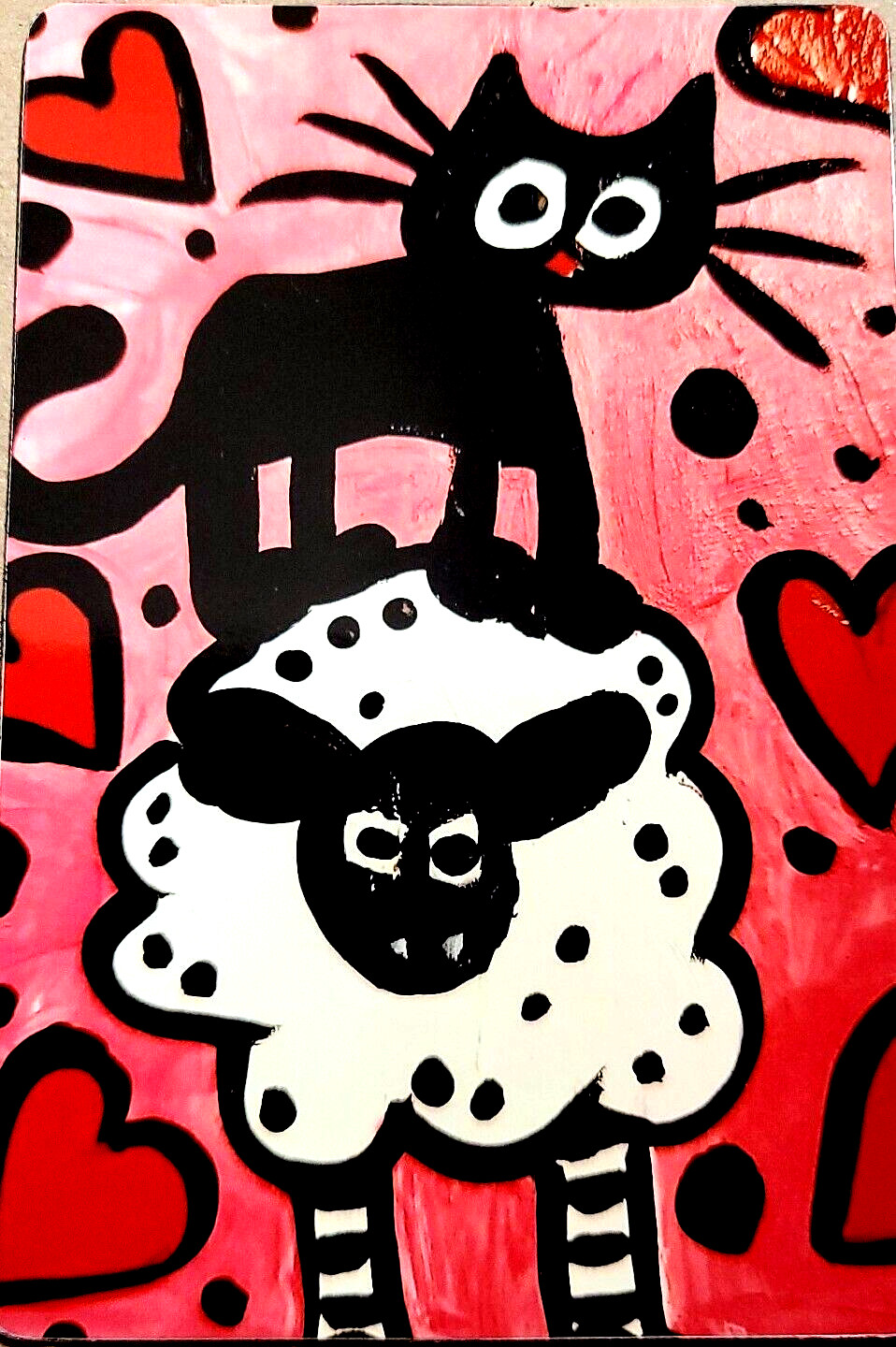 «NEW» NOT ACEO «LOVE EWE» 3.5X5.5 CAT ART MAGNET 2000-now