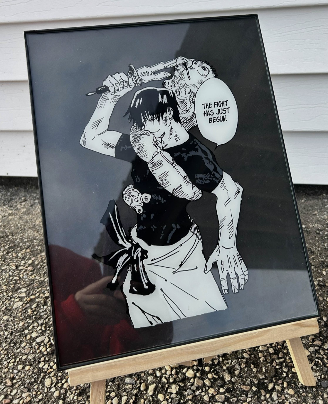 Hand-Painted Anime Glass Painting | JuJustu Kaisen Manga Panel of Toji Fushiguro