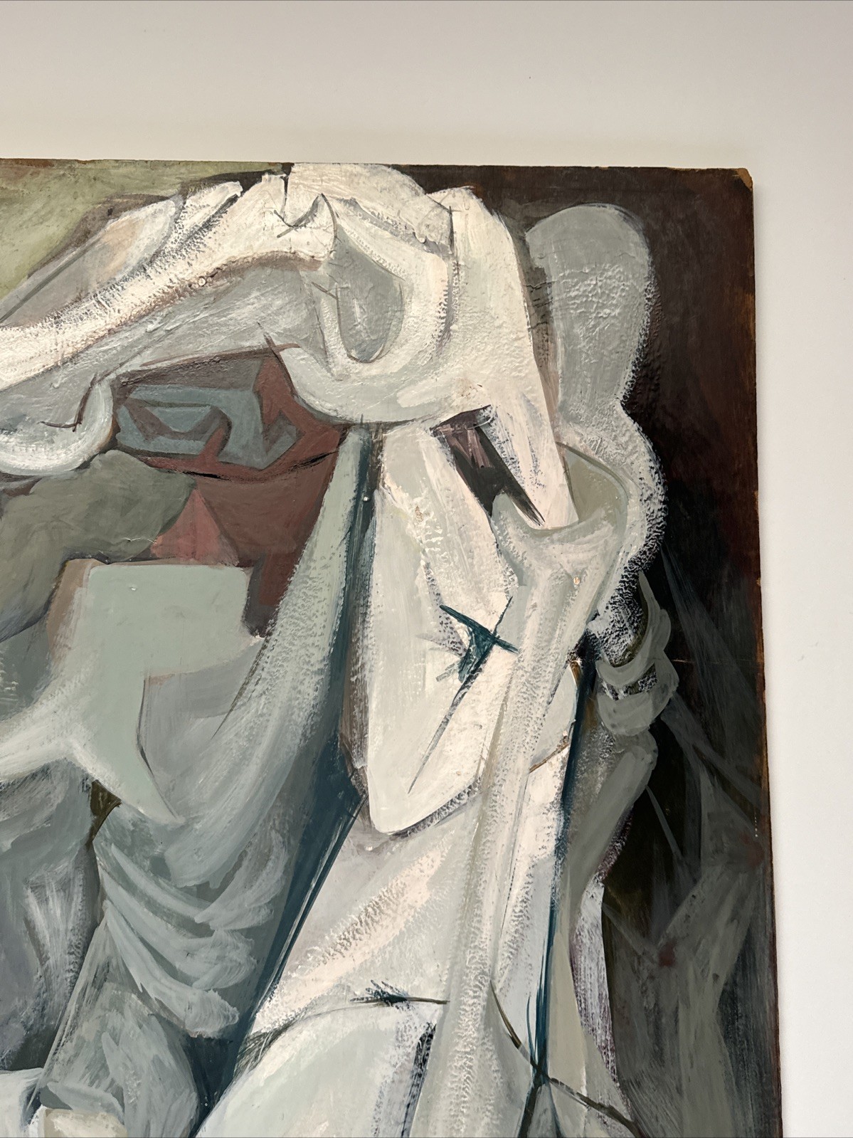 LARGE MID CENTURY PAINTING ABSTRACT CUBIST EXPRESSIONIST PORTRAIT MODERNIST OIL