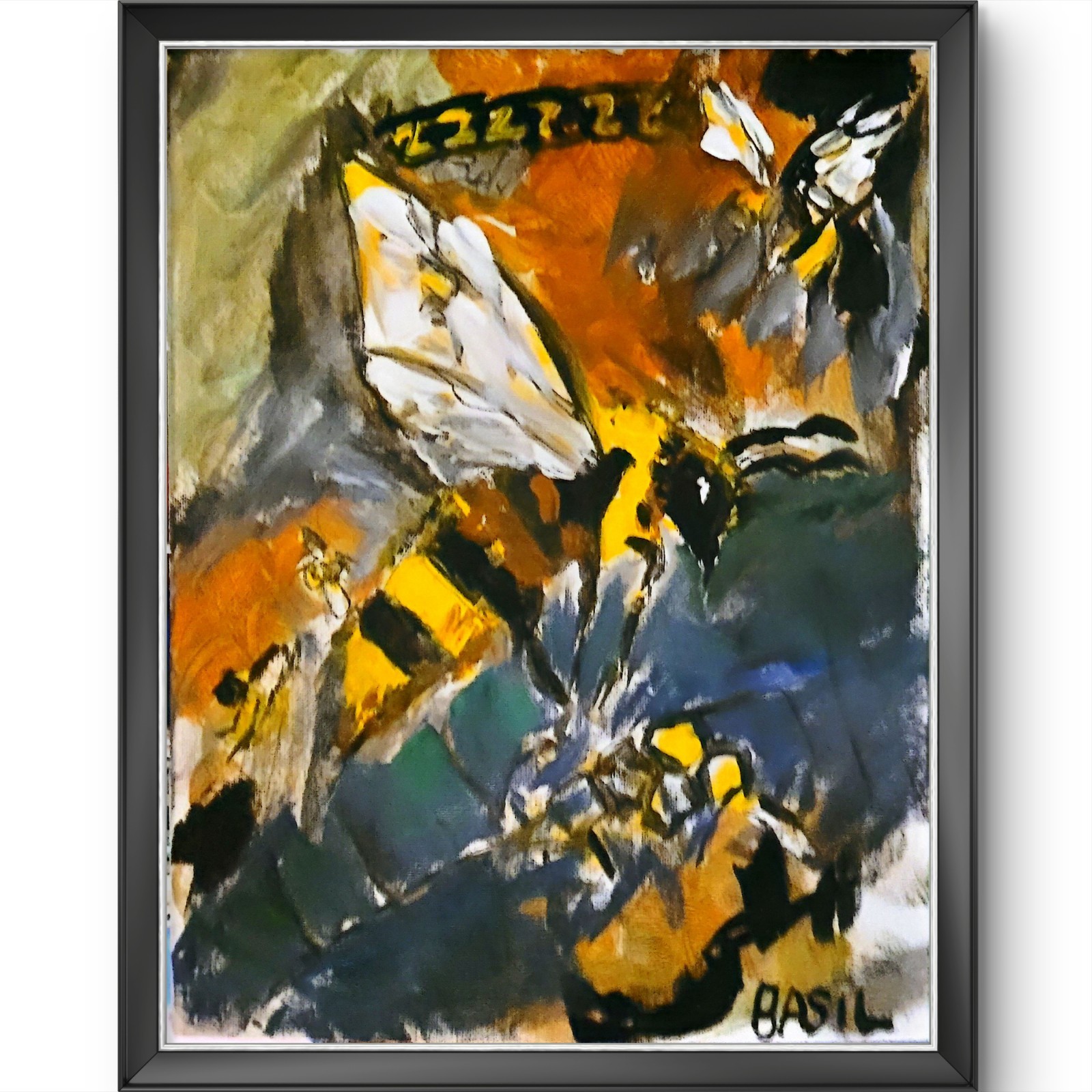 Bee Unique Abstract Expressionism Wall Art Canvas Board 11×14