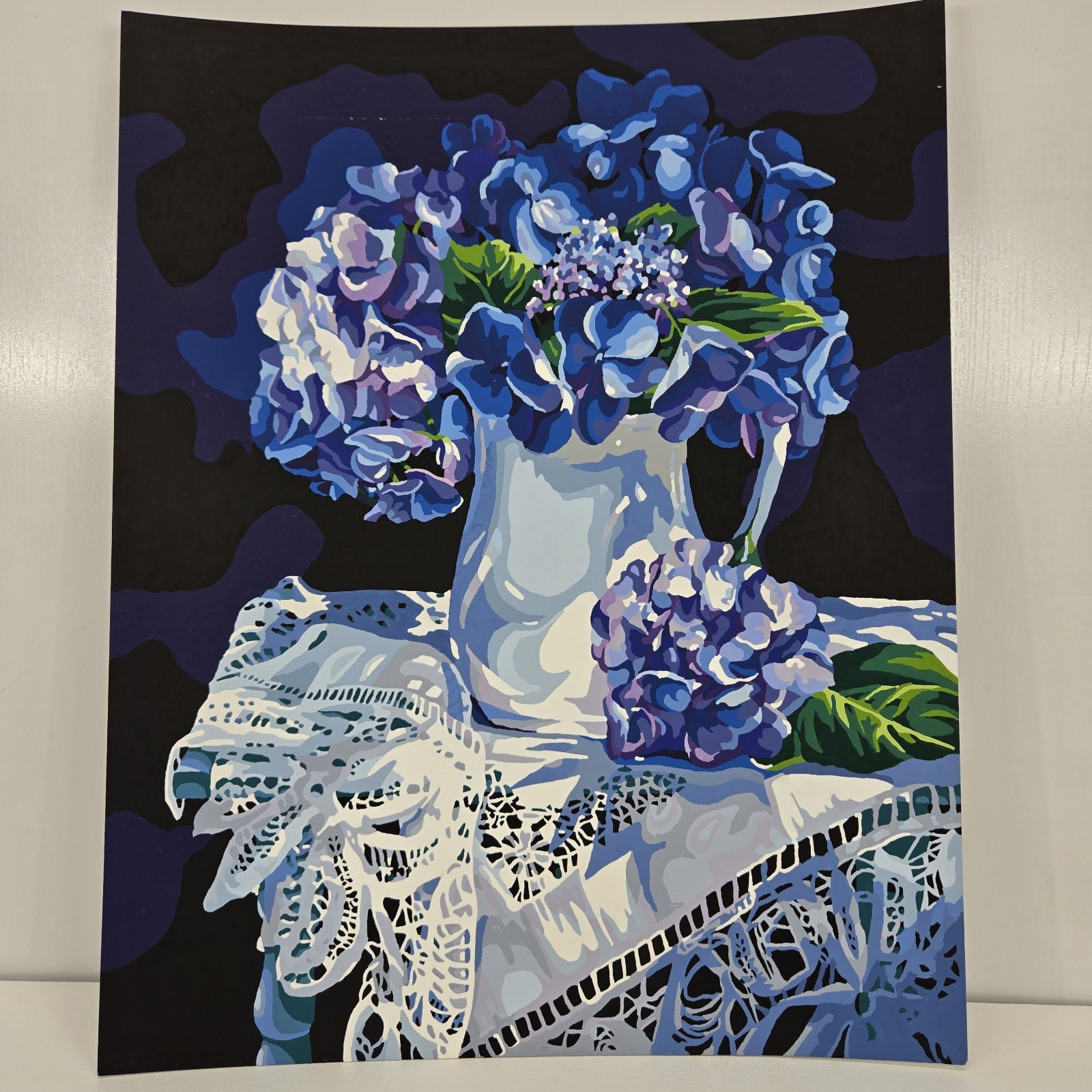 Hydrangea Melody Finished Acrylic Painting Paint By Number Floral Still Life