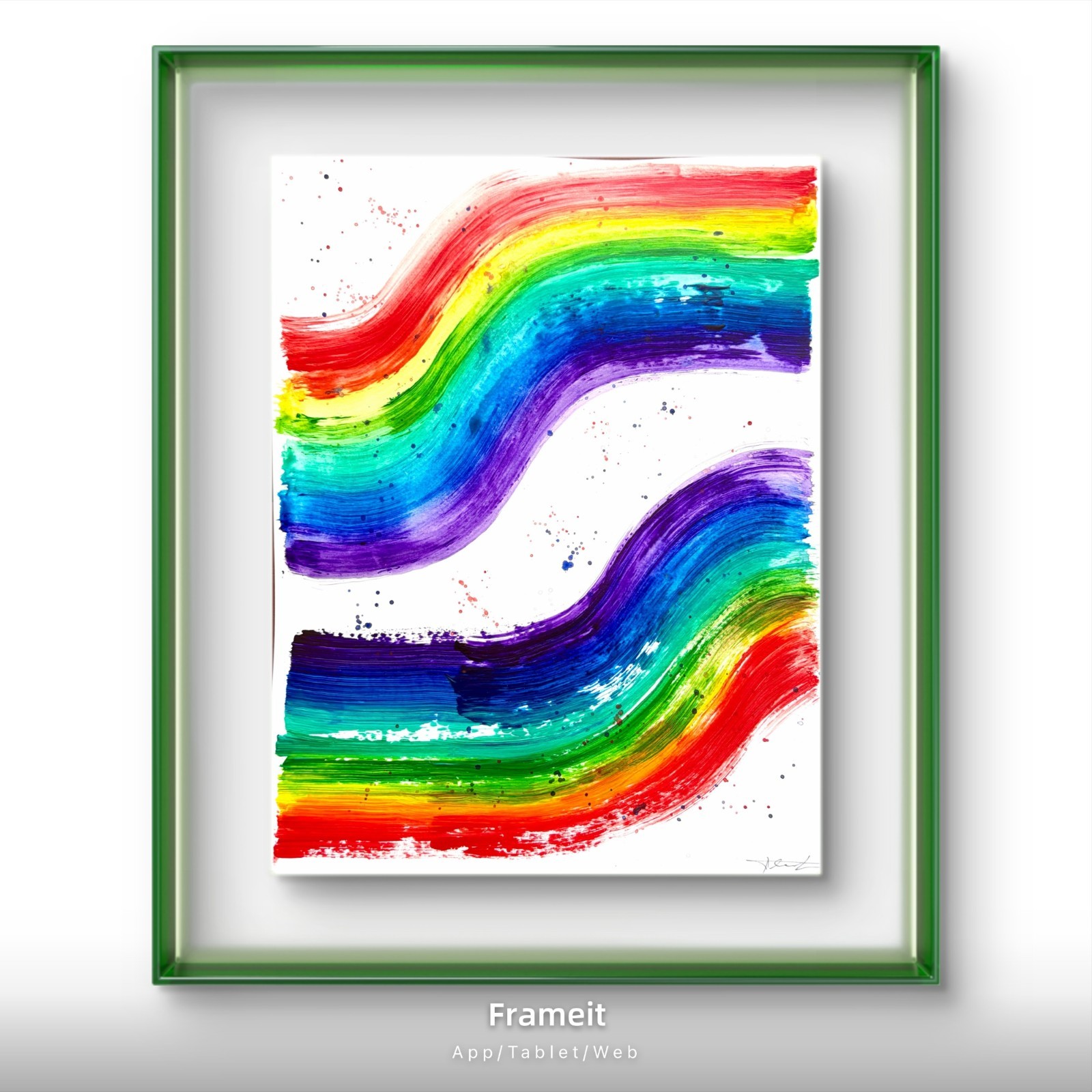 Original Rainbow Tracks Painting By Alannah Dyer- Acrylic 11×14 in. Rainbow Baby