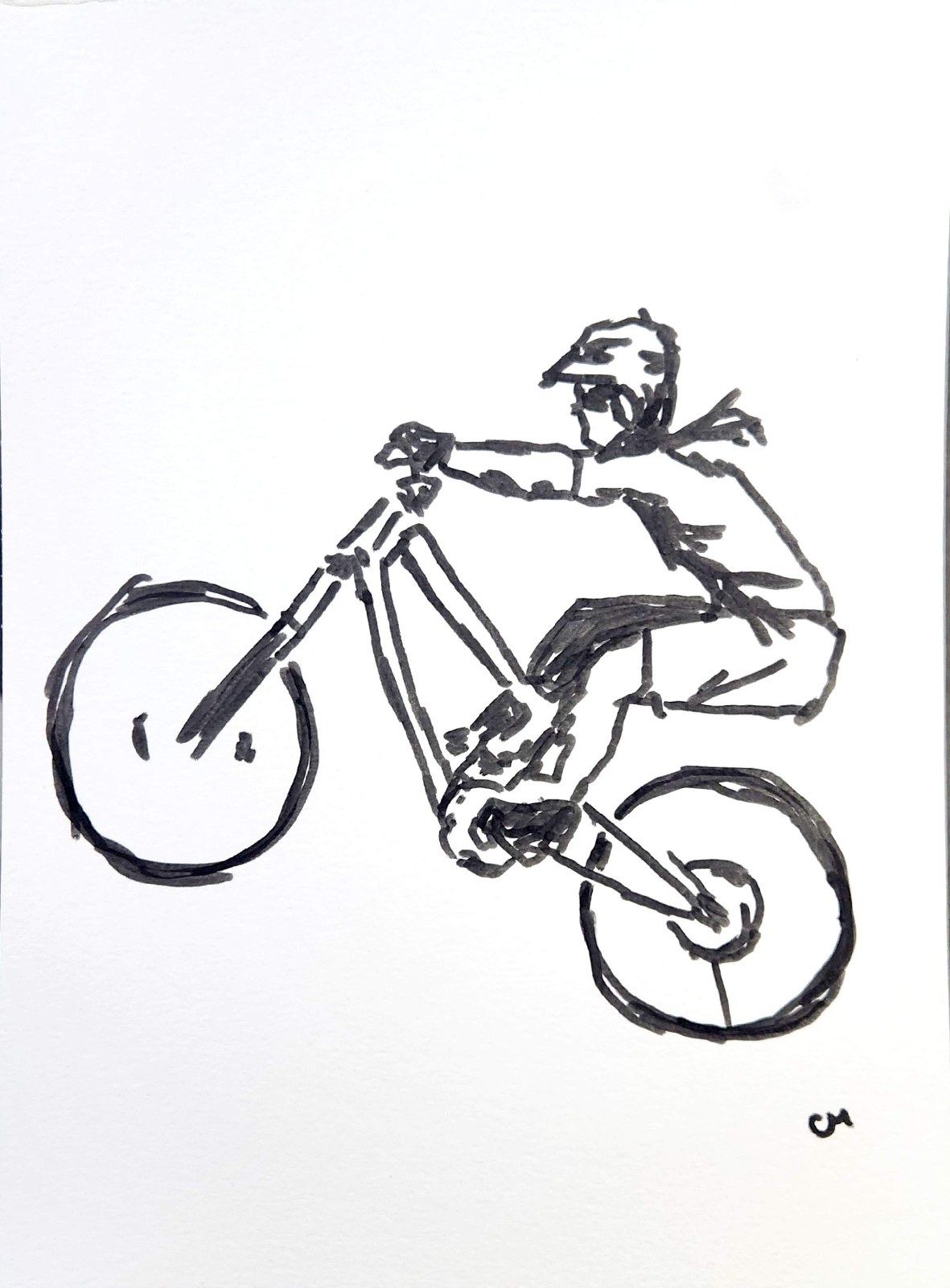 Original Abstract Expressionism Mountain Bike Art 9X12 Handmade Signed