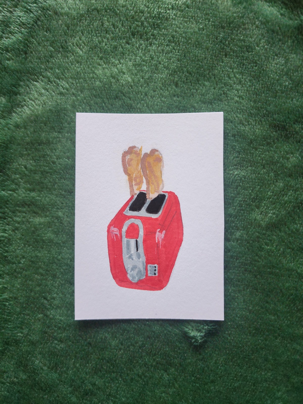 ACEO Original Acrylic Painting Red Toaster by Kiva